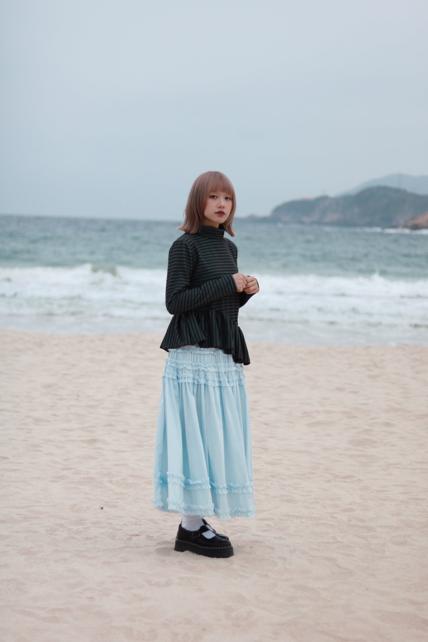 Striped Ruffle Top (Mint)