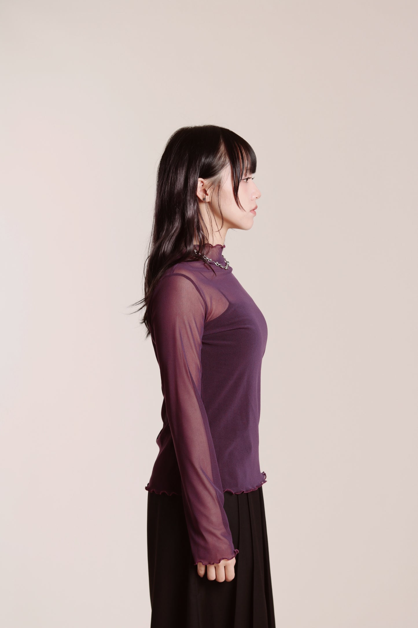 Ruffle See Through Top (Purple)