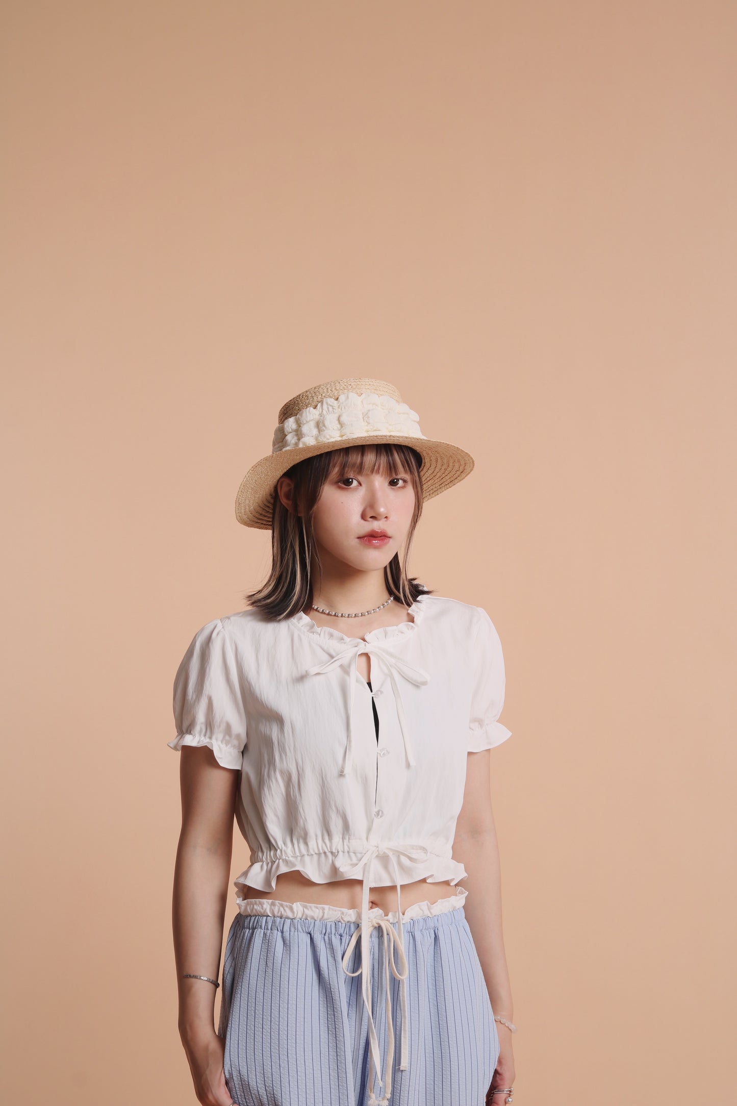 Bubble Straw Hat (Black/Ivory/Mustard)