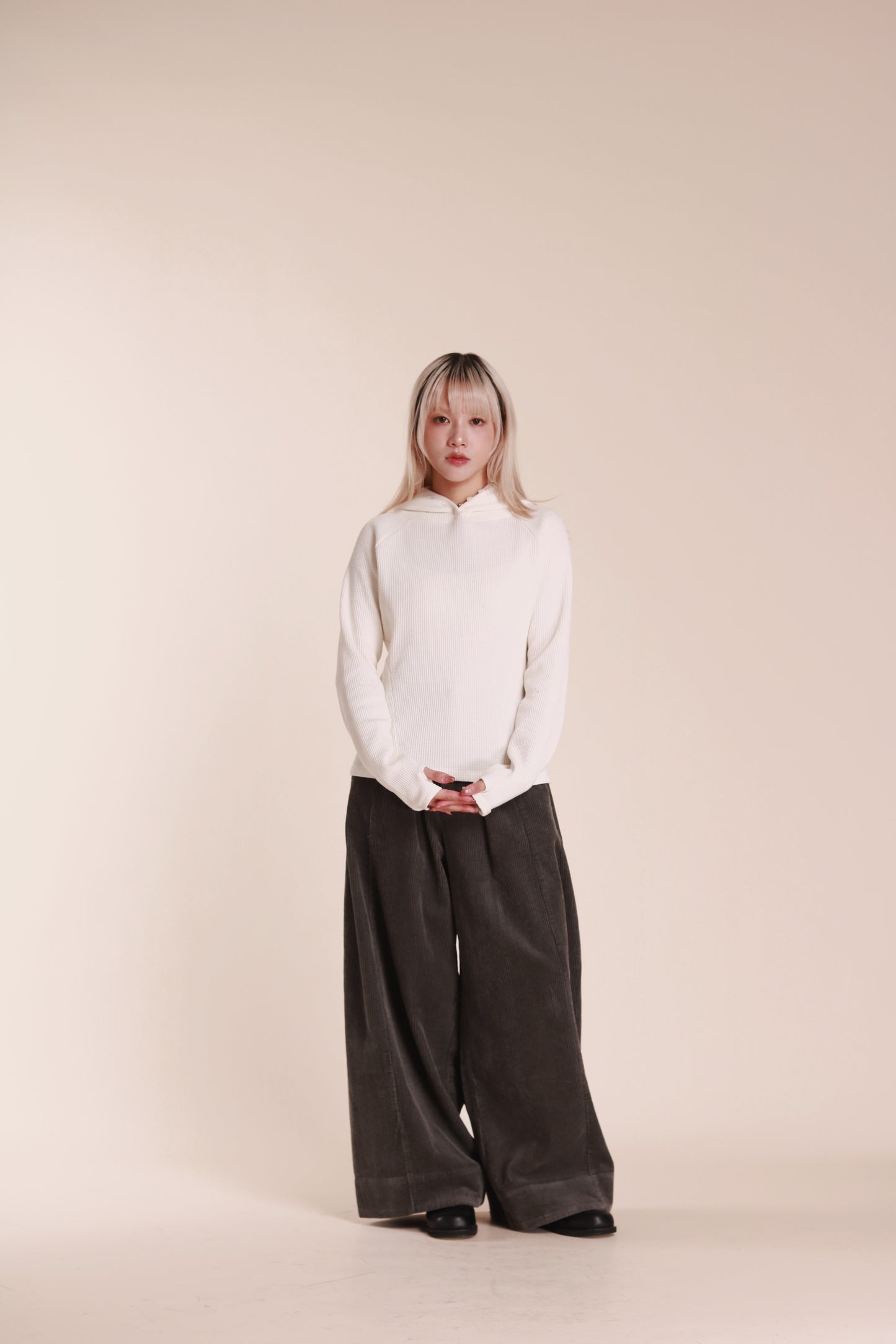 Corduroy Wide Pants (Grey)