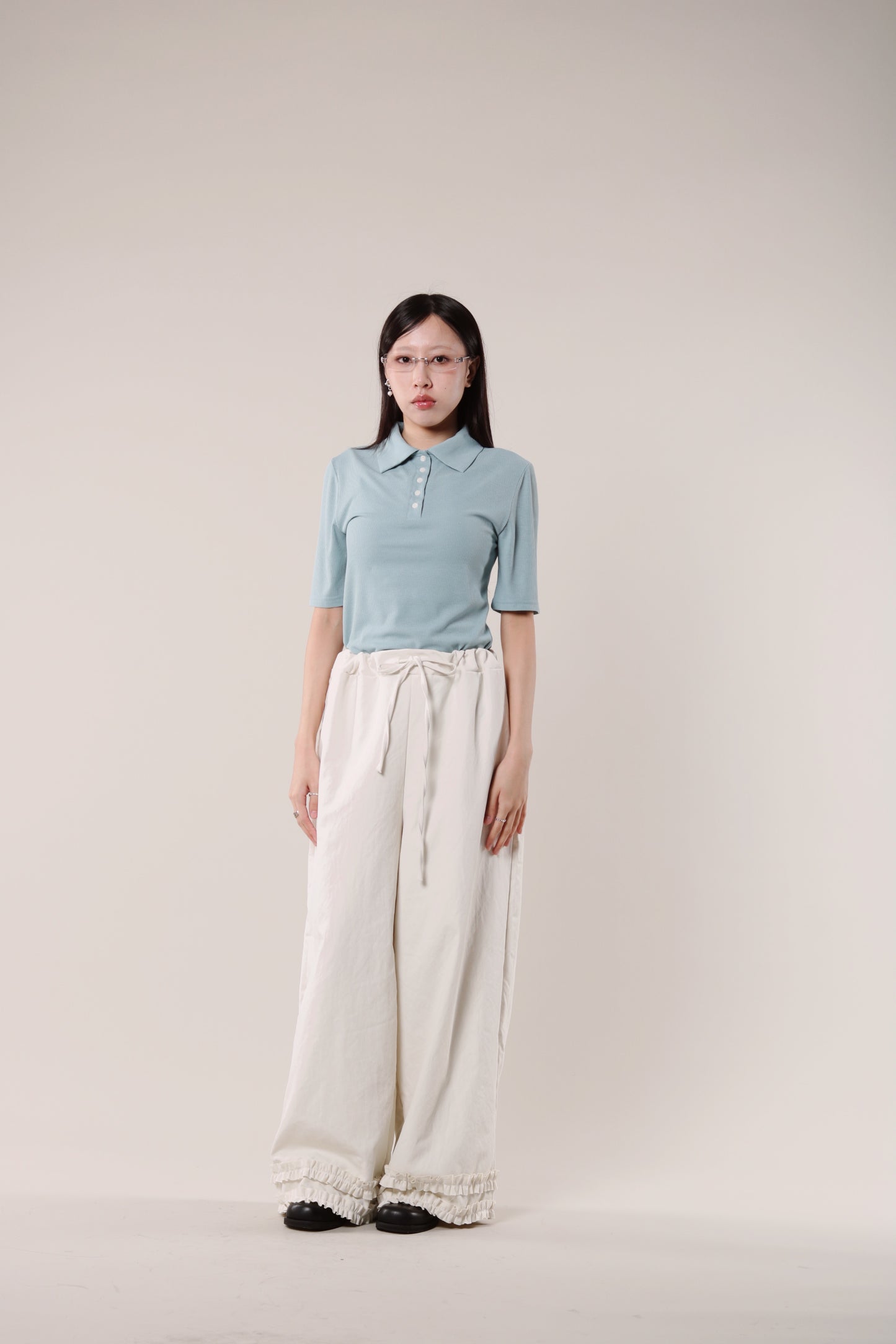 Double Ruffle Pants (Ivory)