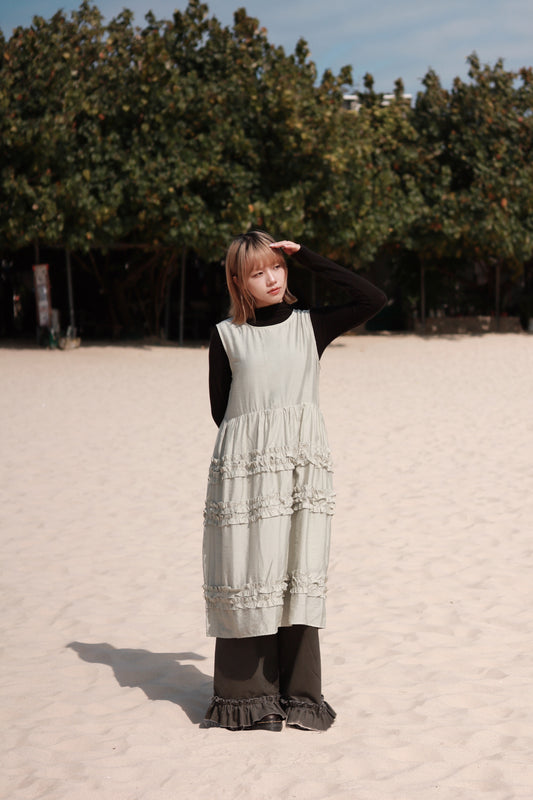 Retro Ruffle Dress (Green)