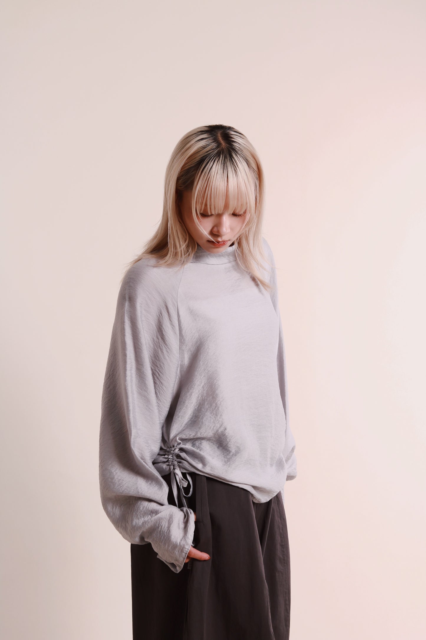 Doll Gathered Blouse (Grey Blue)