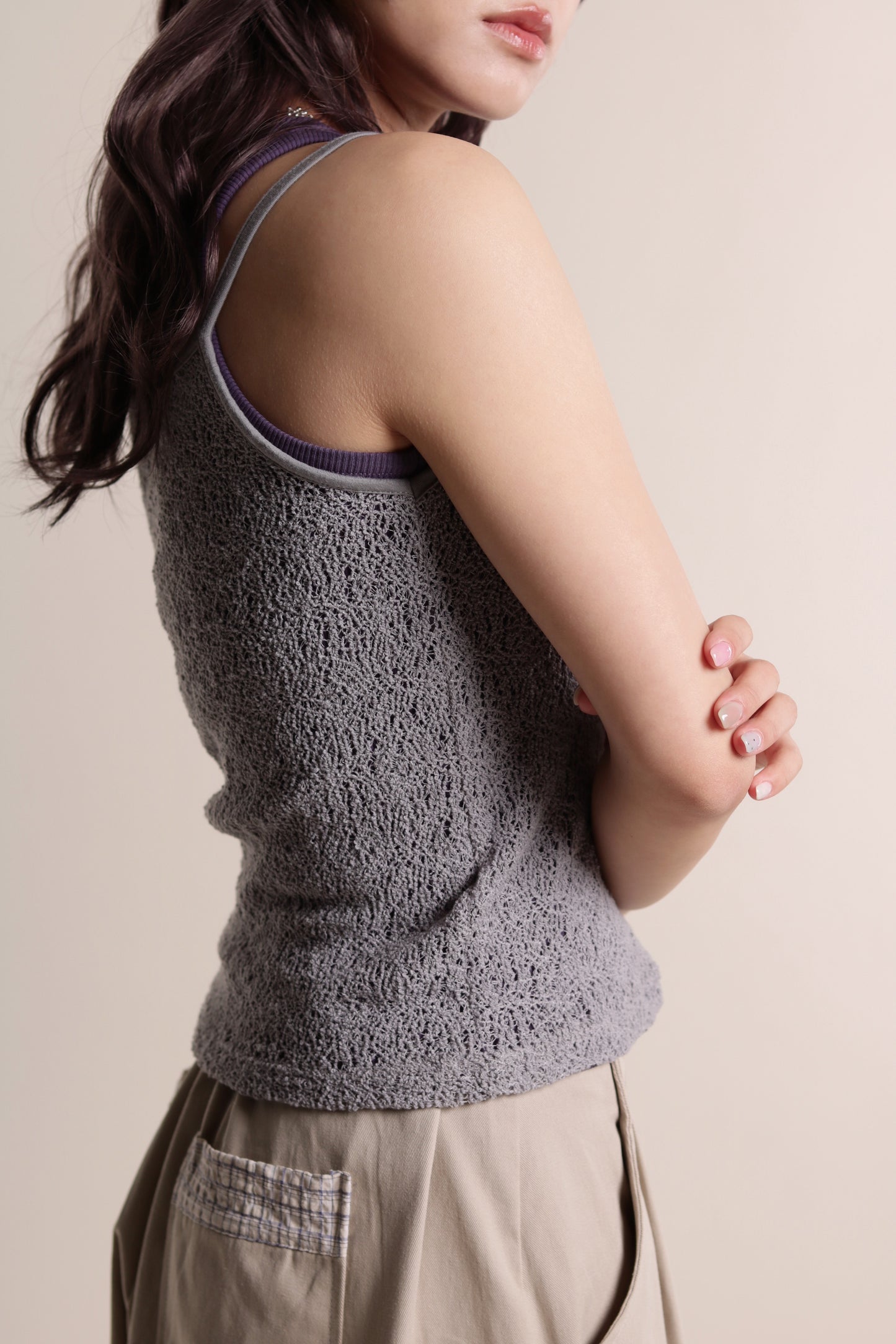 Mesh Sleeveless Top (Grey)