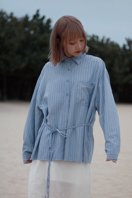 Relaxed Belt Shirt (Blue)