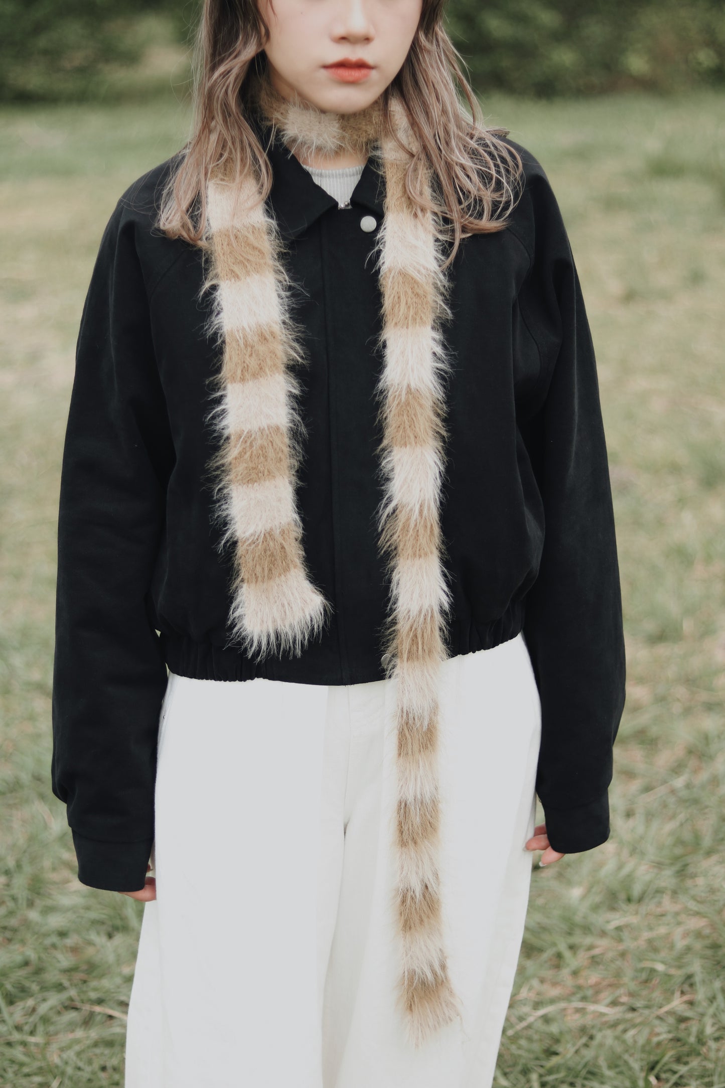 Cropped Blouson Jacket (Black)