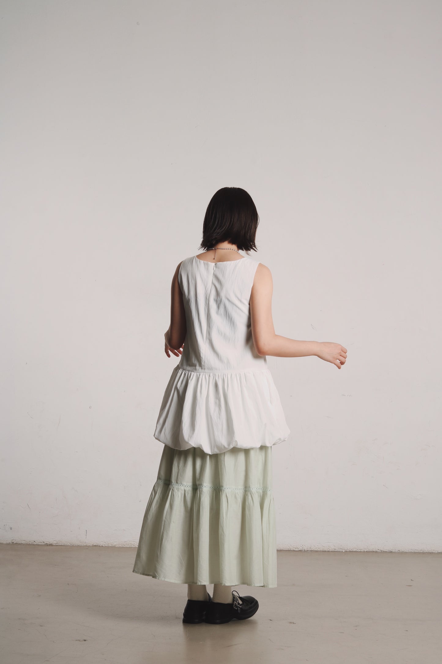 Bubble Cloud Mini Dress (White)