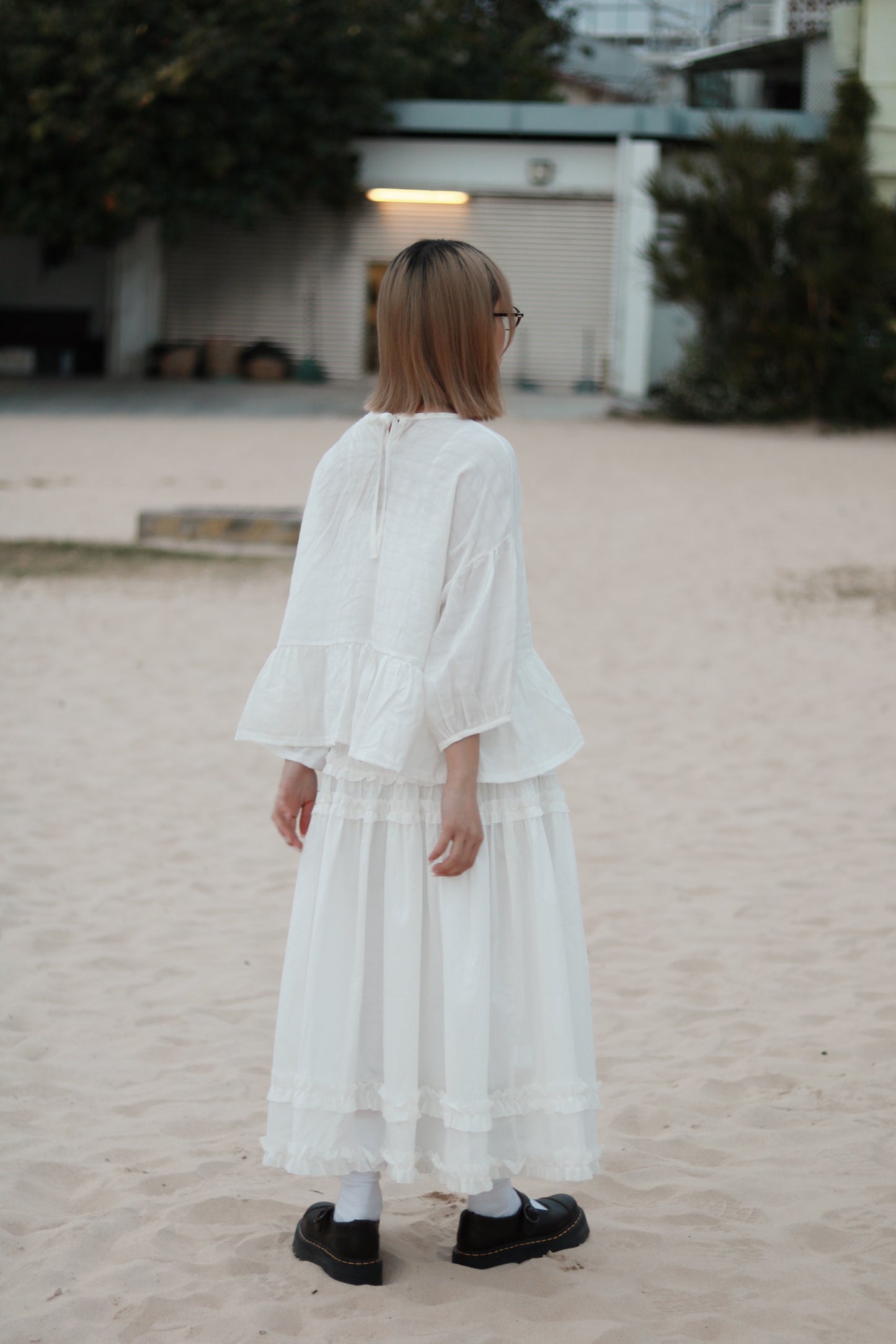 Doll Double Ruffle Skirt (White)