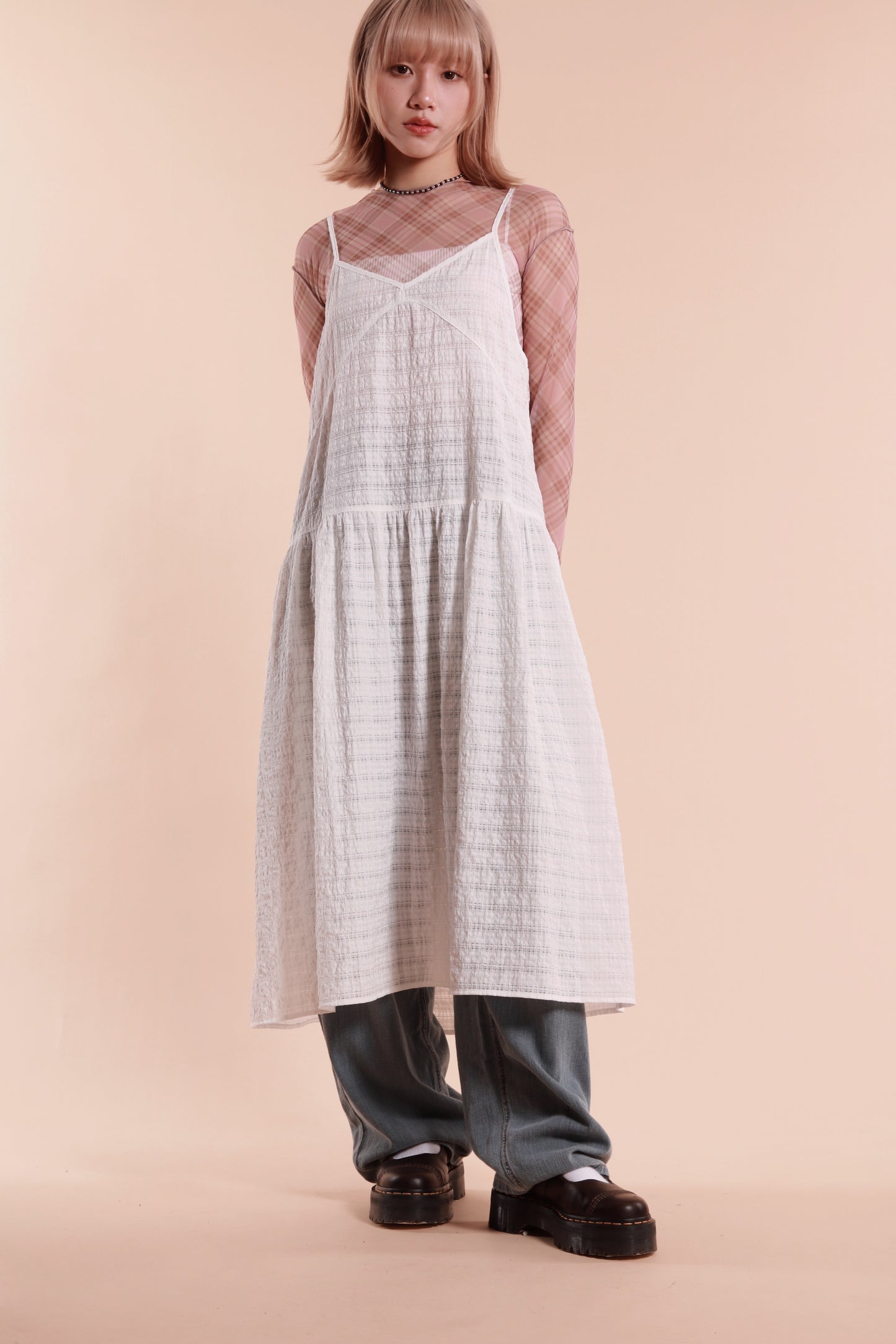 Checkered See Through Top (Pink)