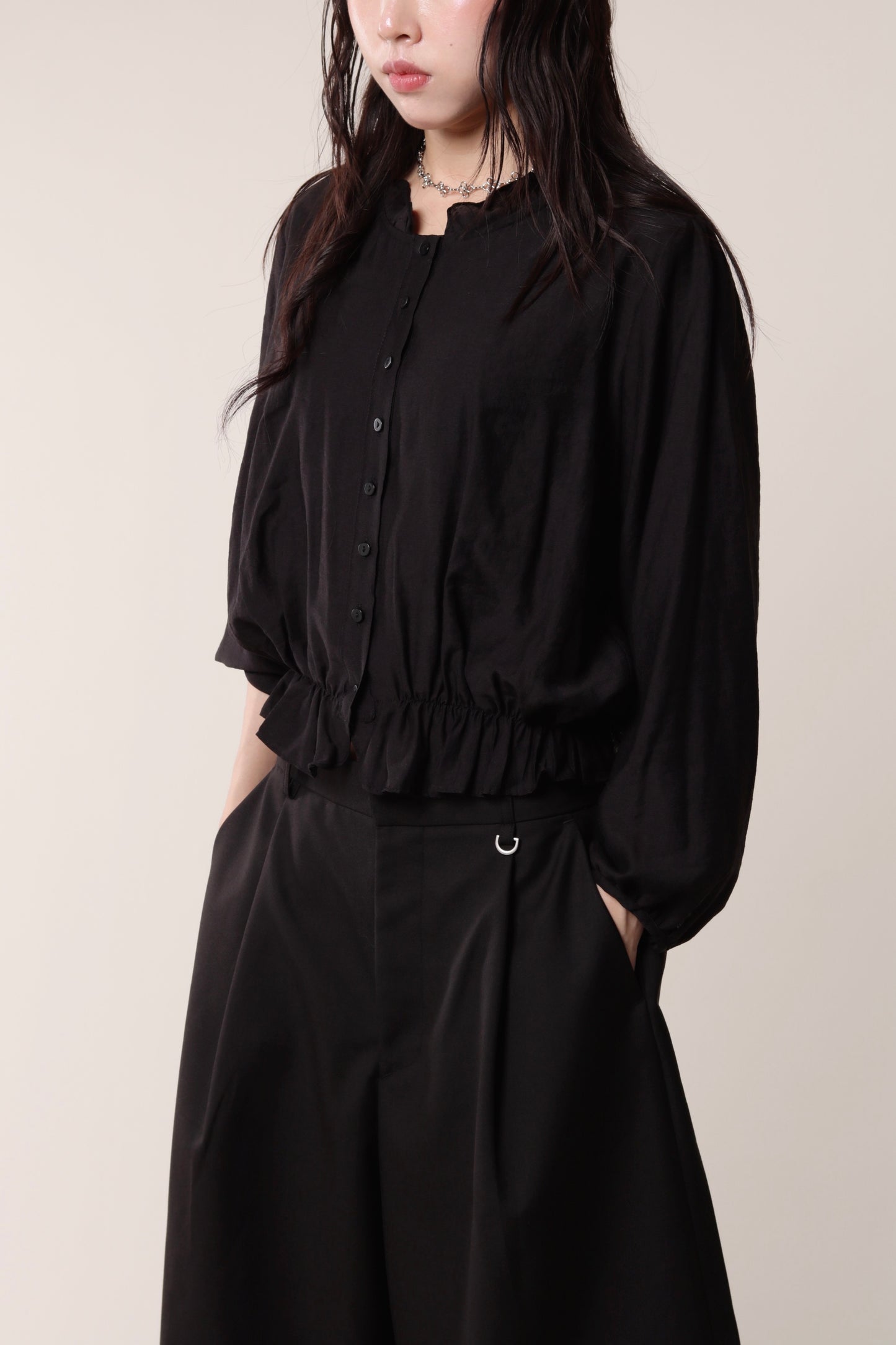 Retro Ruffle Shirt (Black)