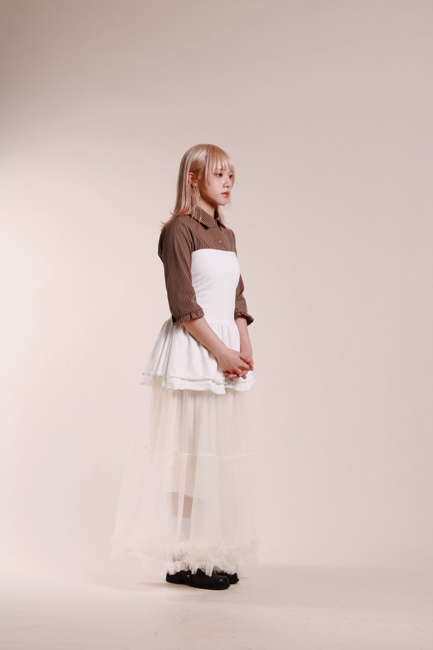 Ruffle Tube Mini Dress (White)