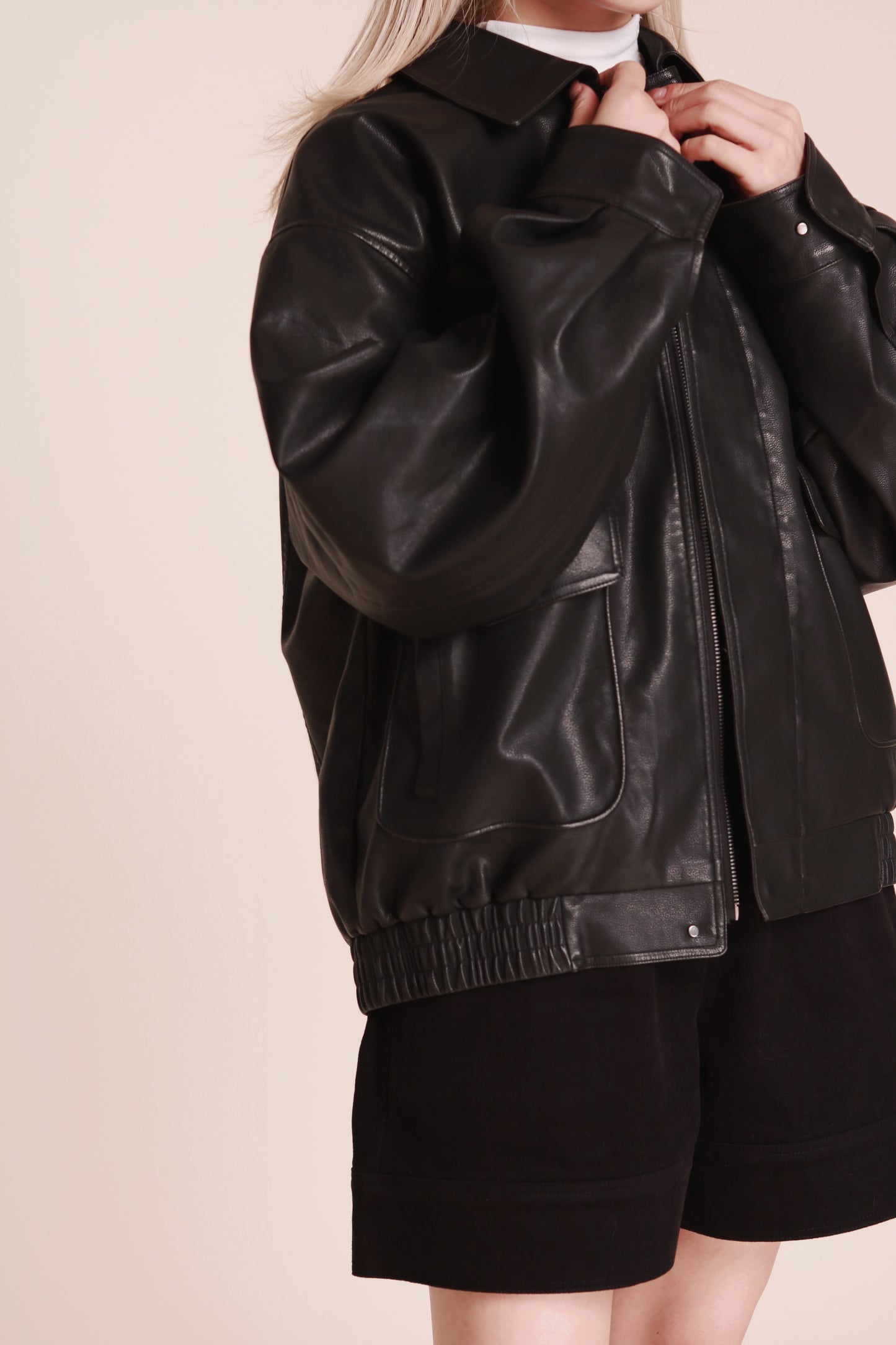 Oversized Leather Jacket (Black)