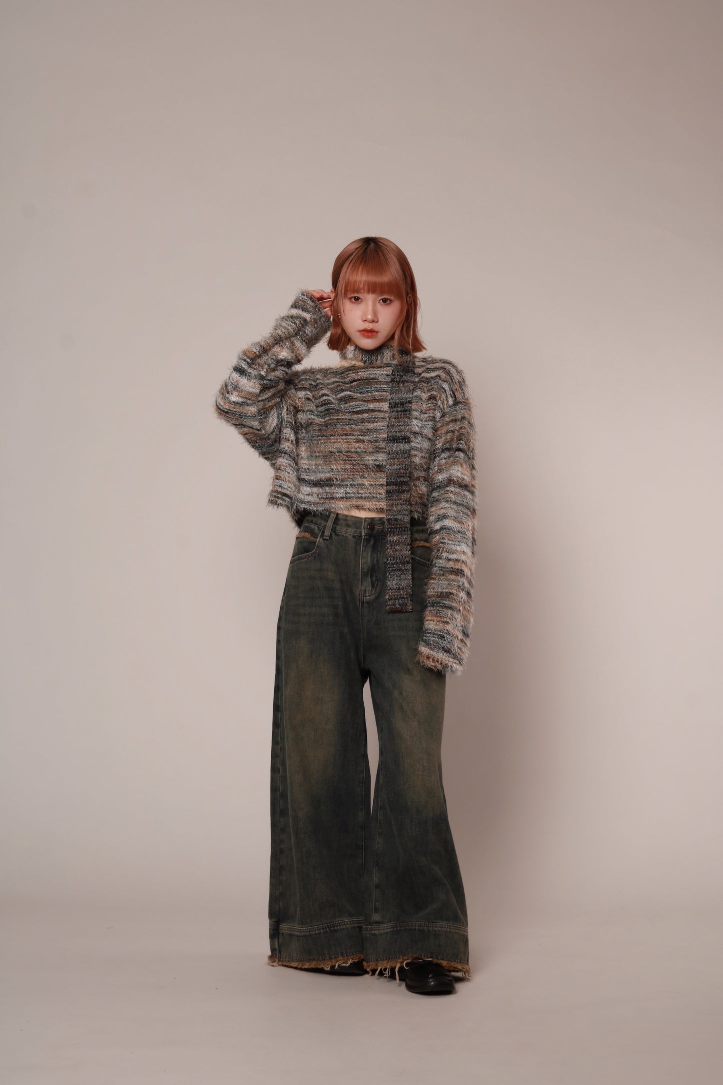 Fluffy Rainbow Sweater (Green)