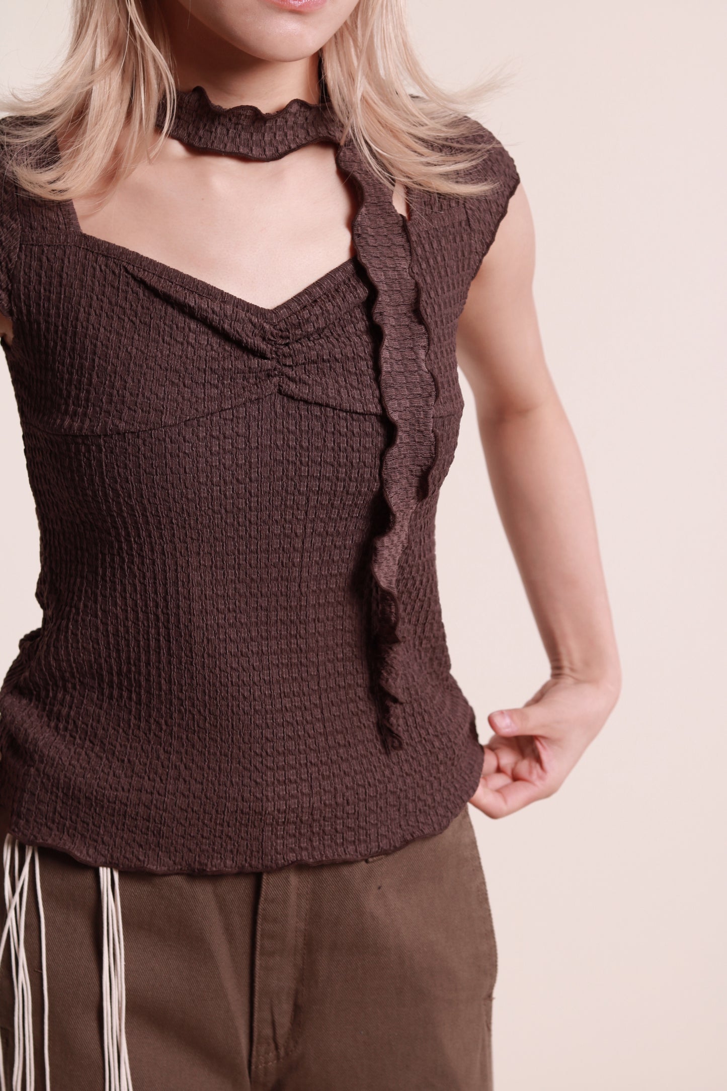 Gathered Tee Set (Brown)