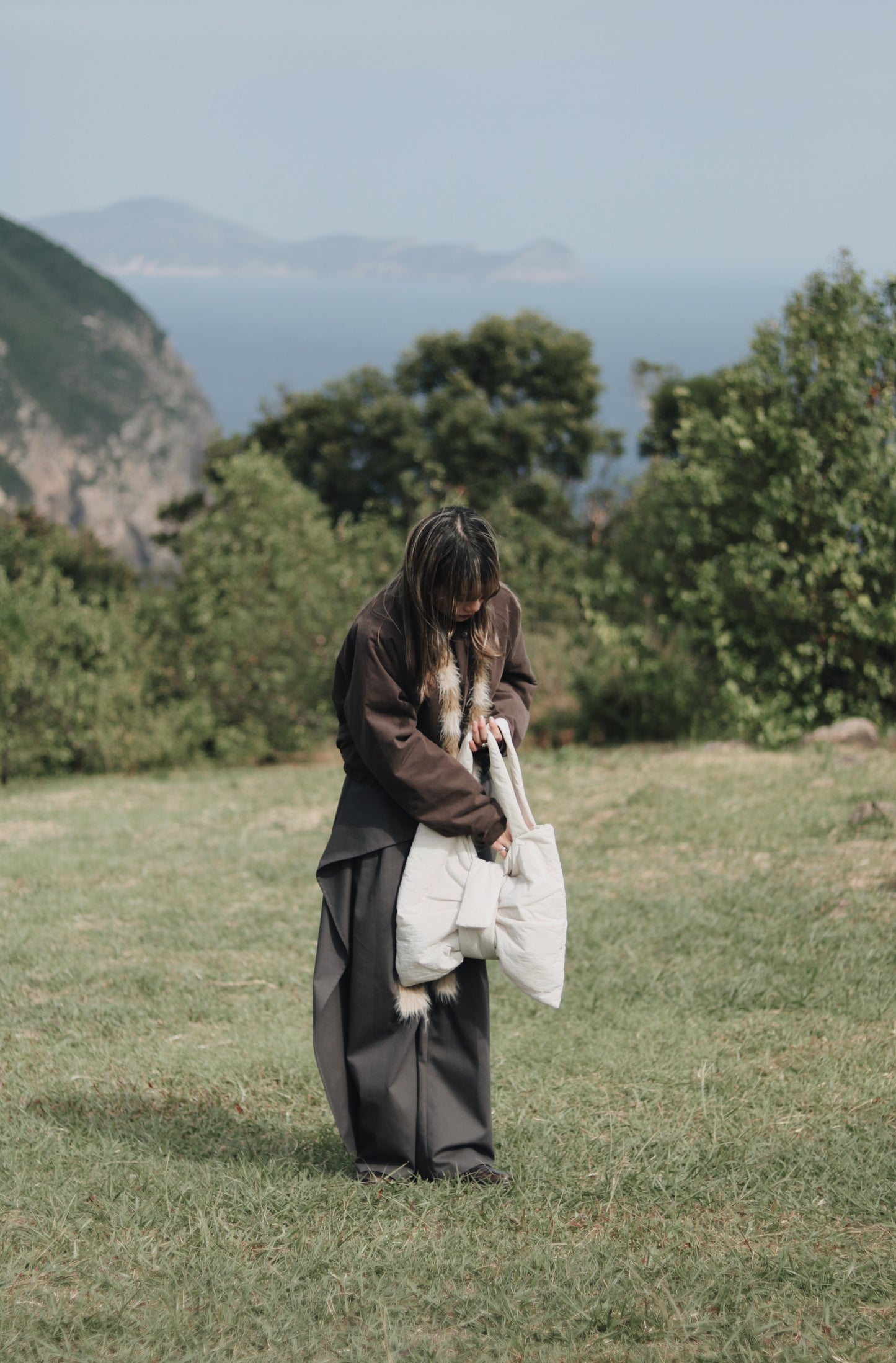 Cropped Blouson Jacket (Brown)