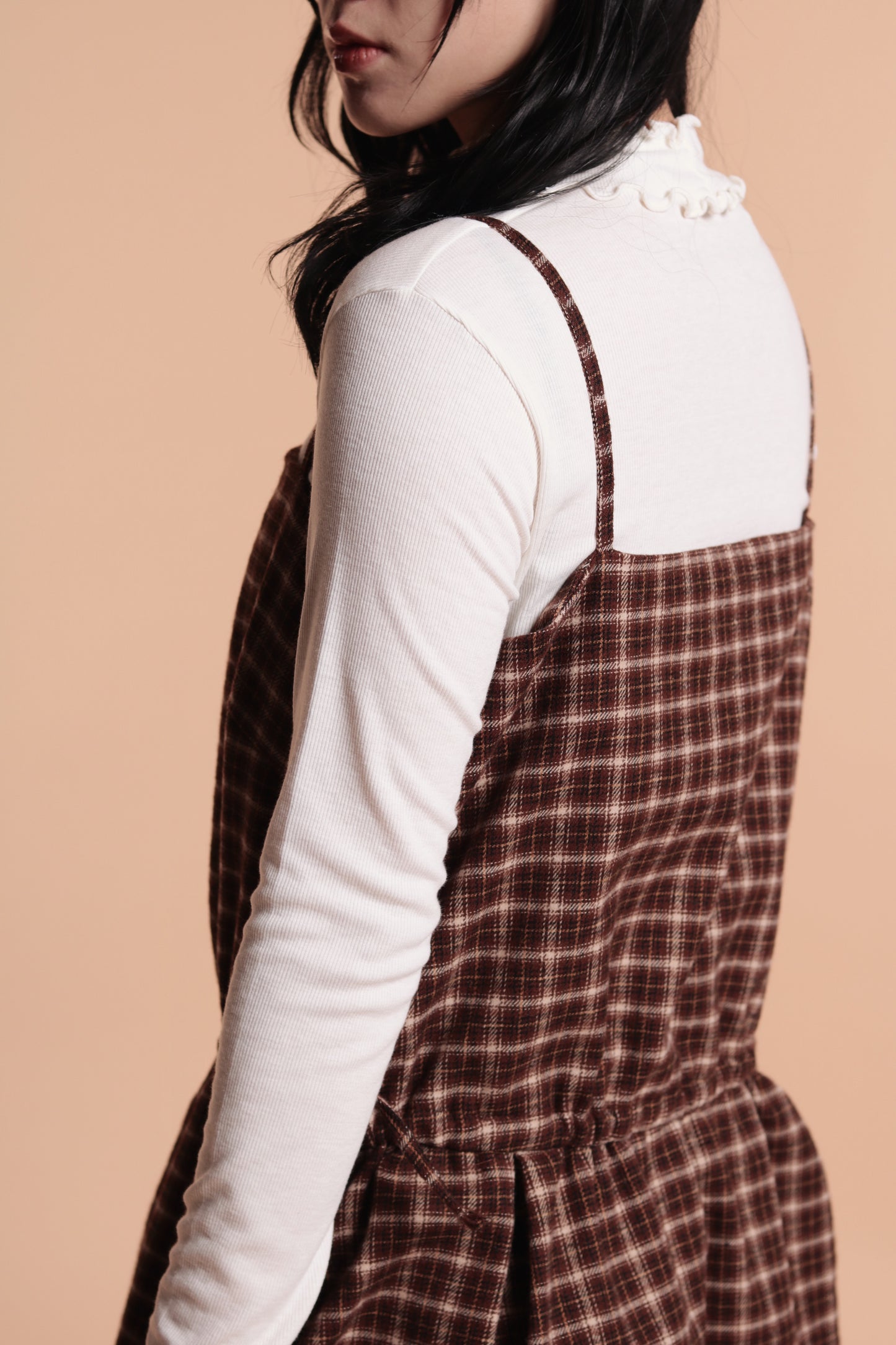 Checkered Sleeveless Top (Brown)