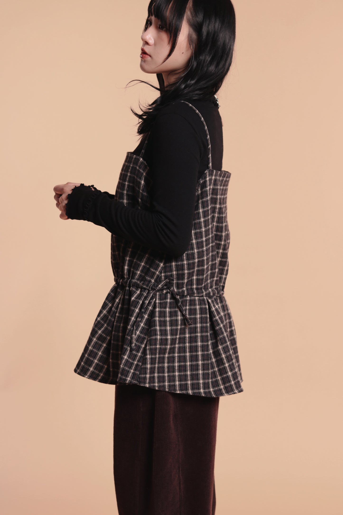 Checkered Sleeveless Top (Navy)