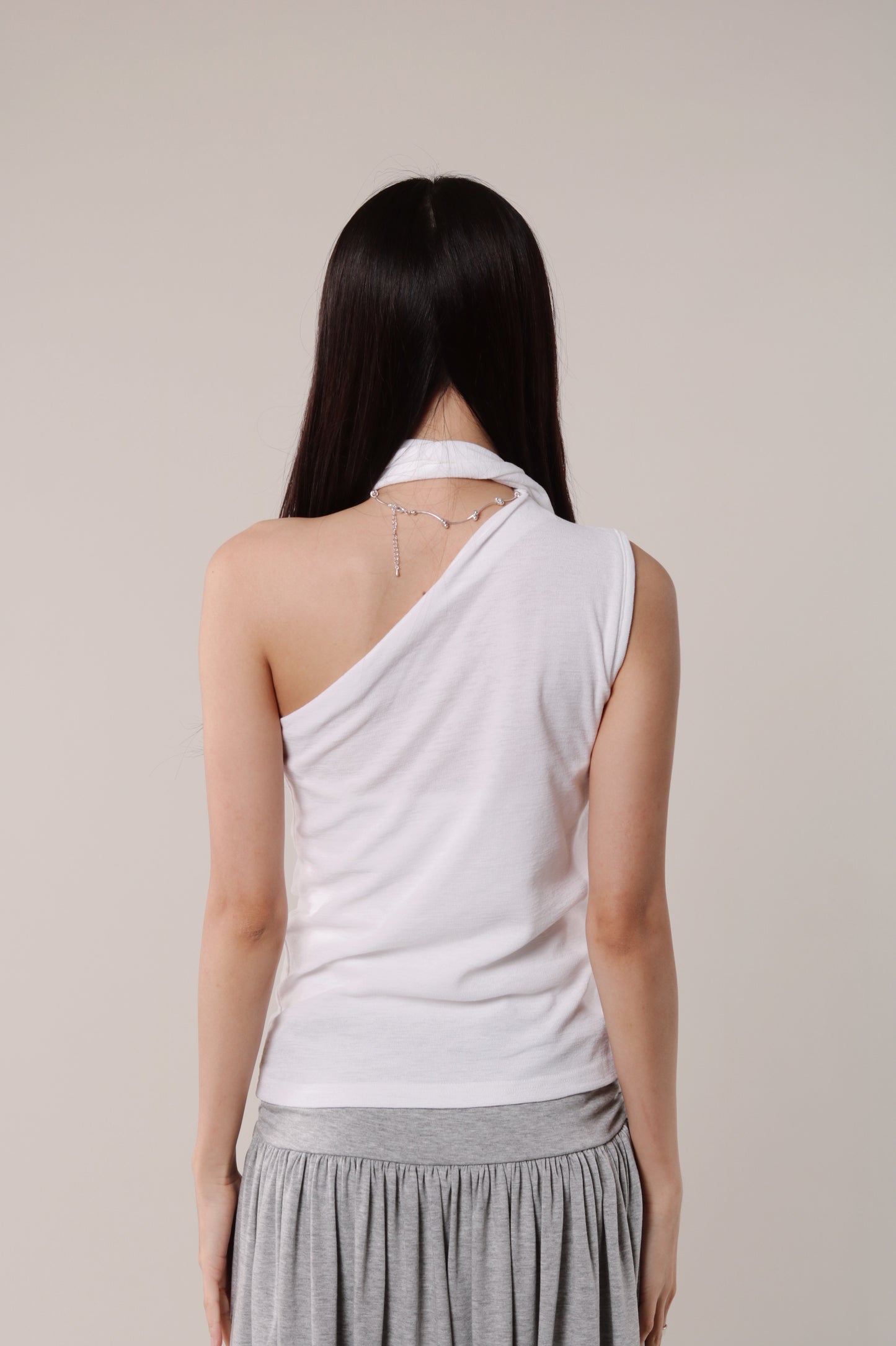 Linen Scarf Top (White)