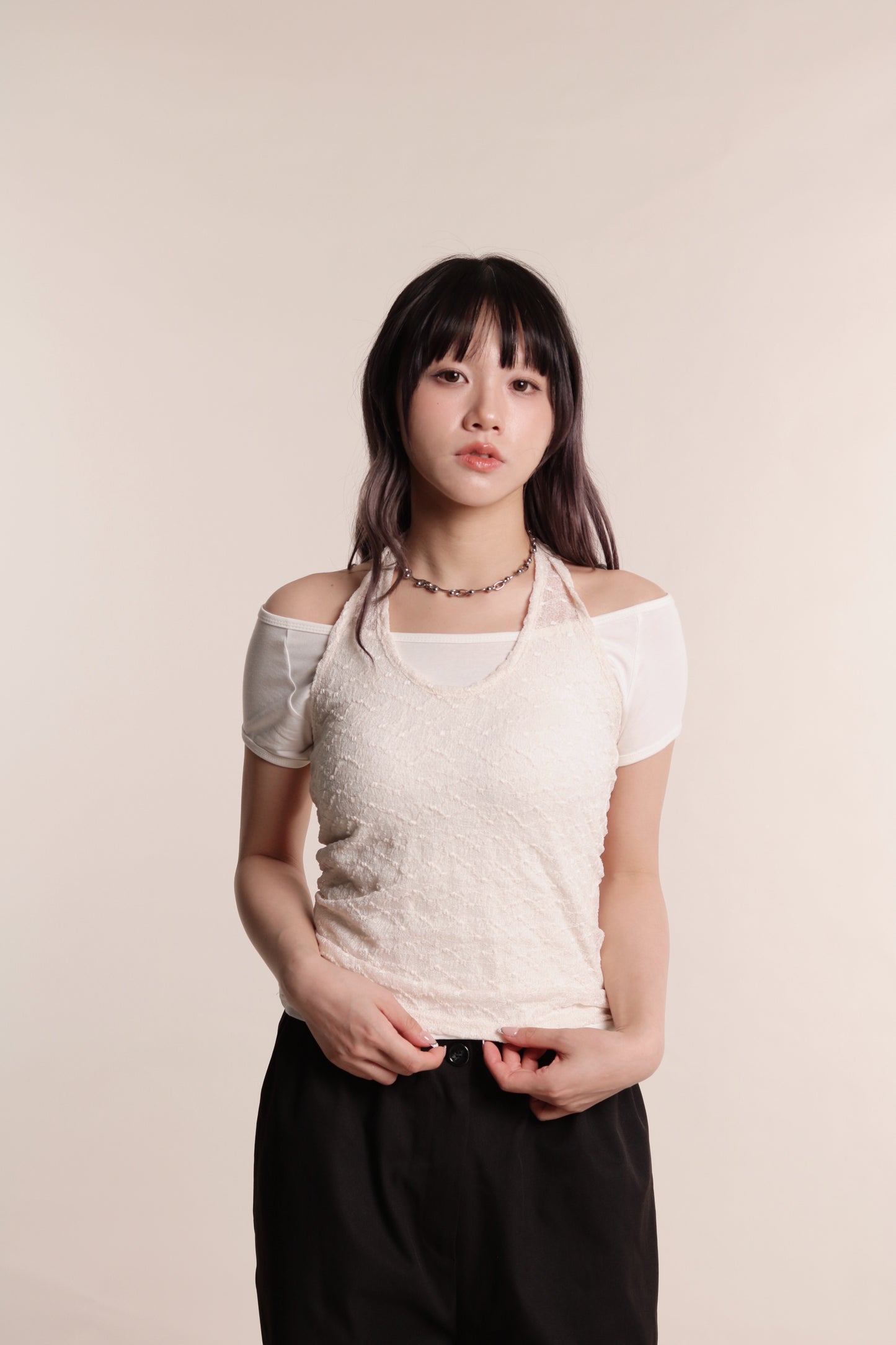 Layered Halter Top Set (Ivory)