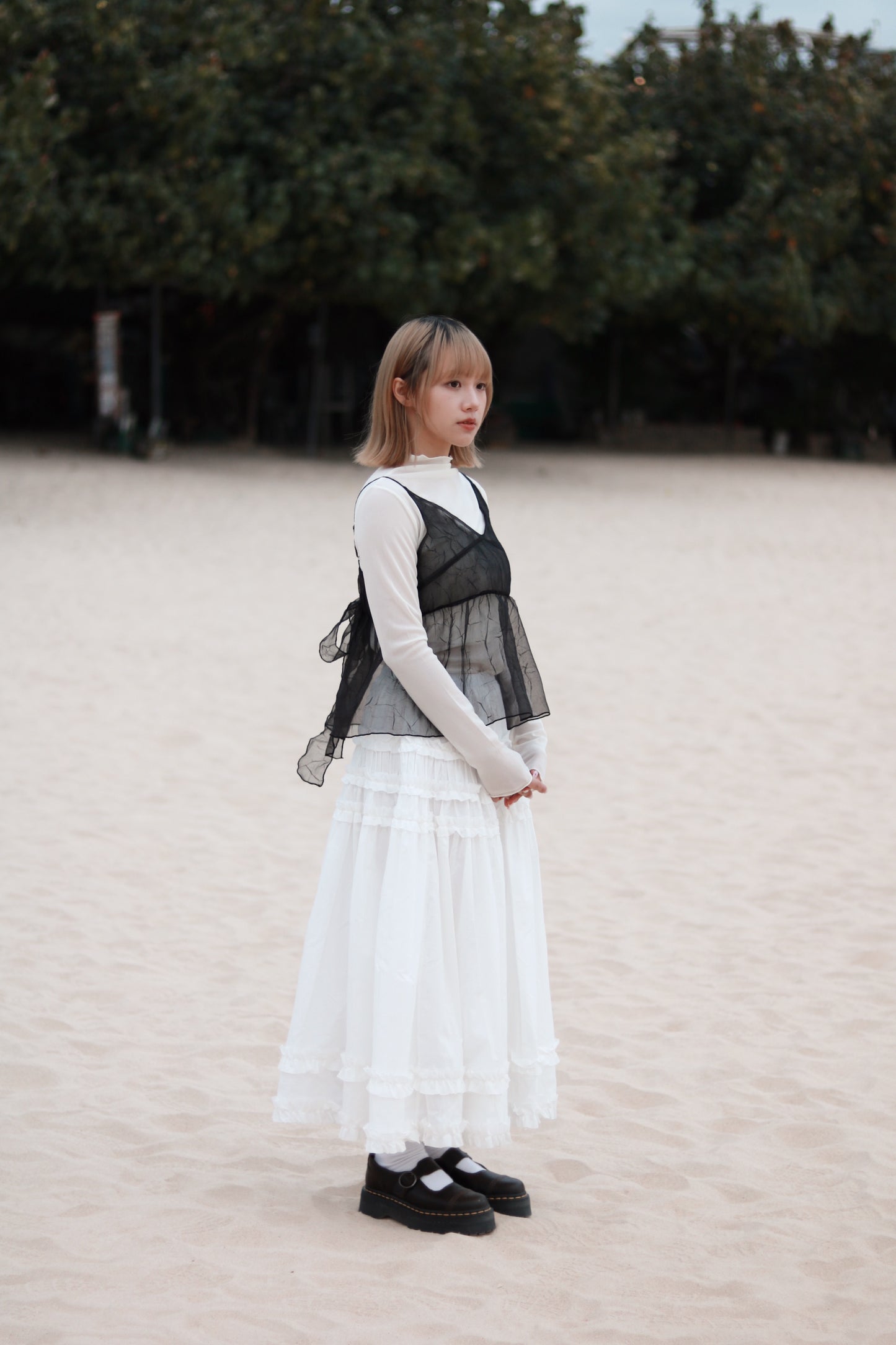 Doll Double Ruffle Skirt (White)