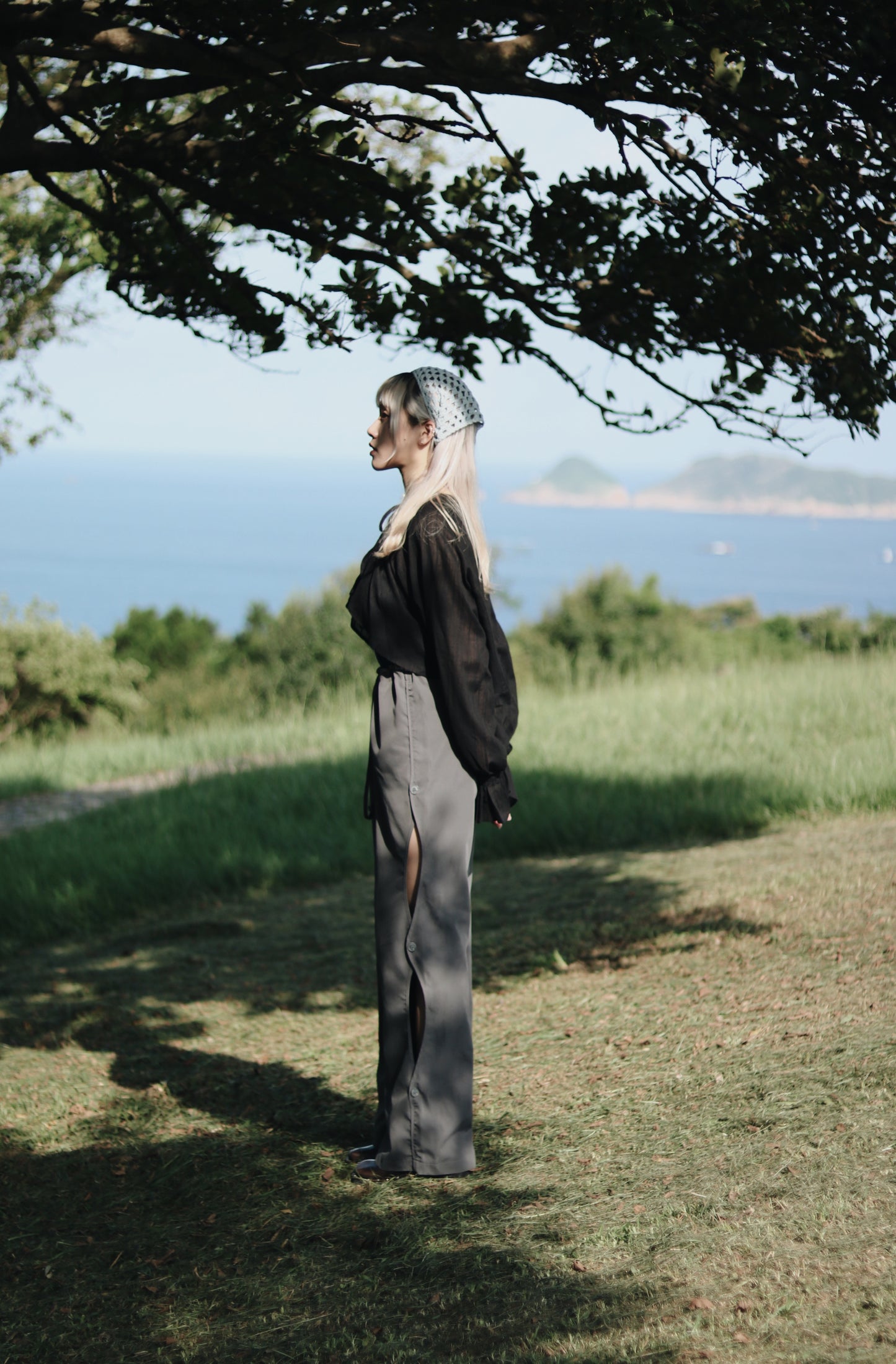 Flora Cropped Shirt (Black)