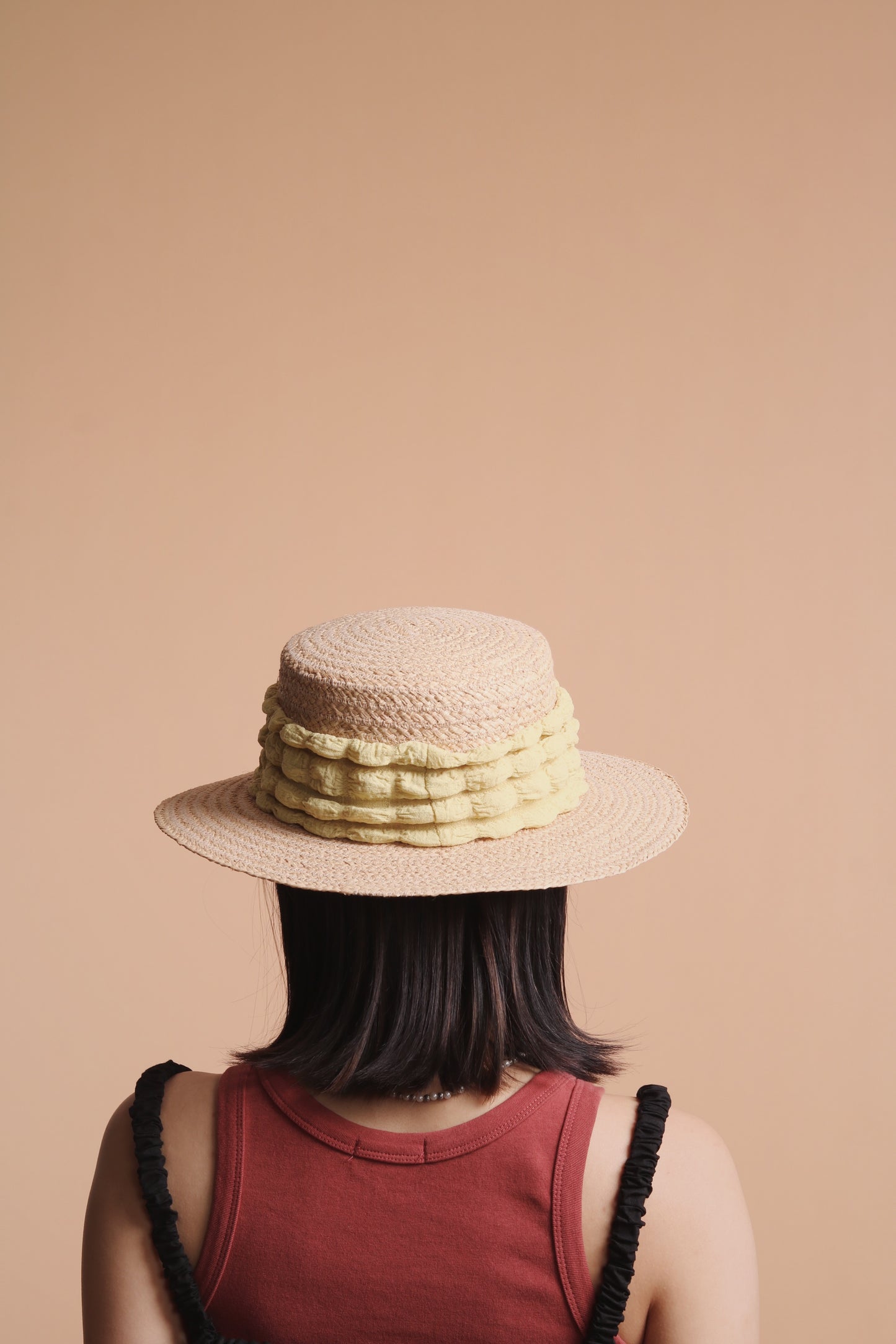 Bubble Straw Hat (Black/Ivory/Mustard)