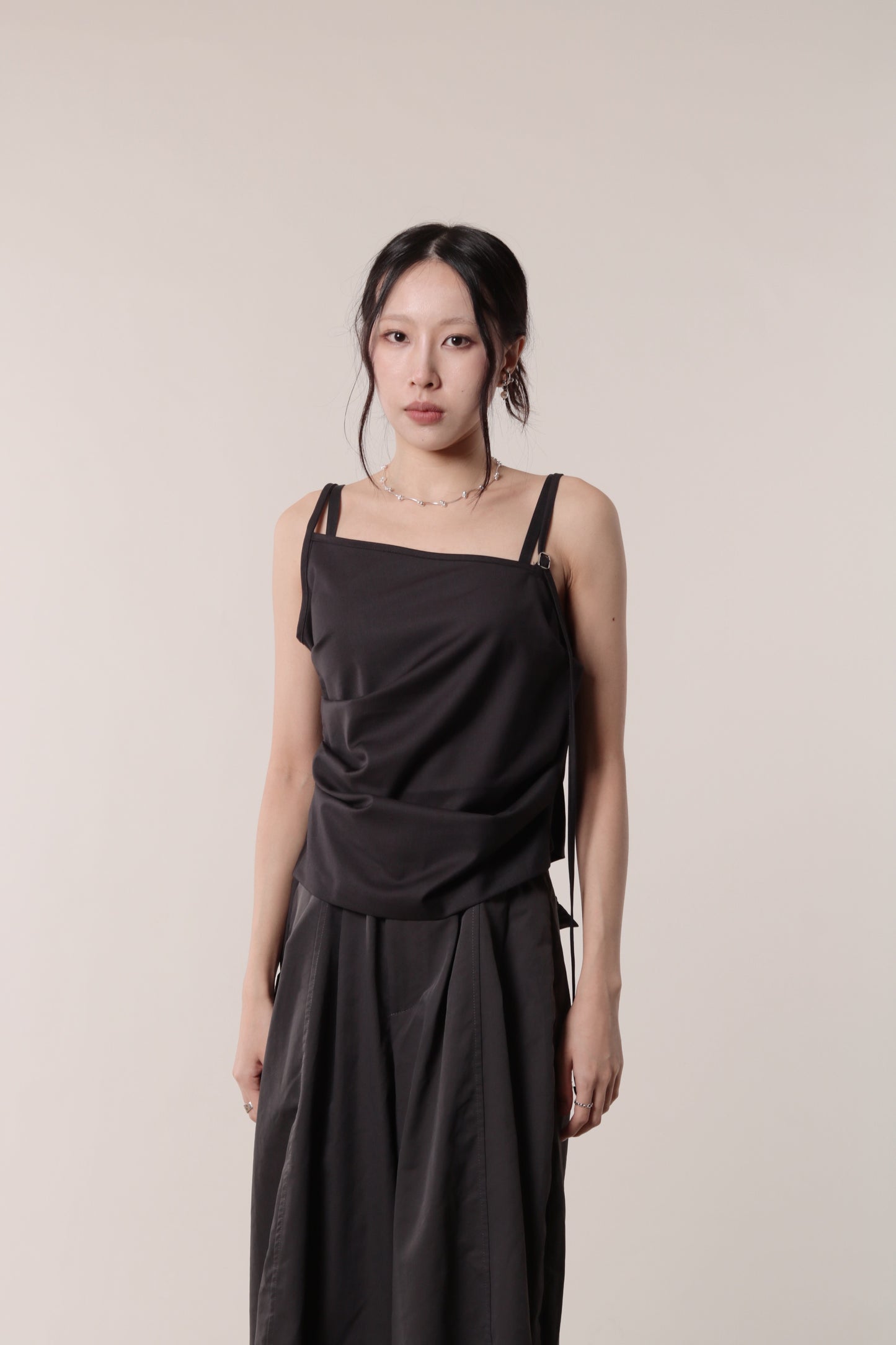 Boyce Gathered Sleeveless Top (Charcoal)