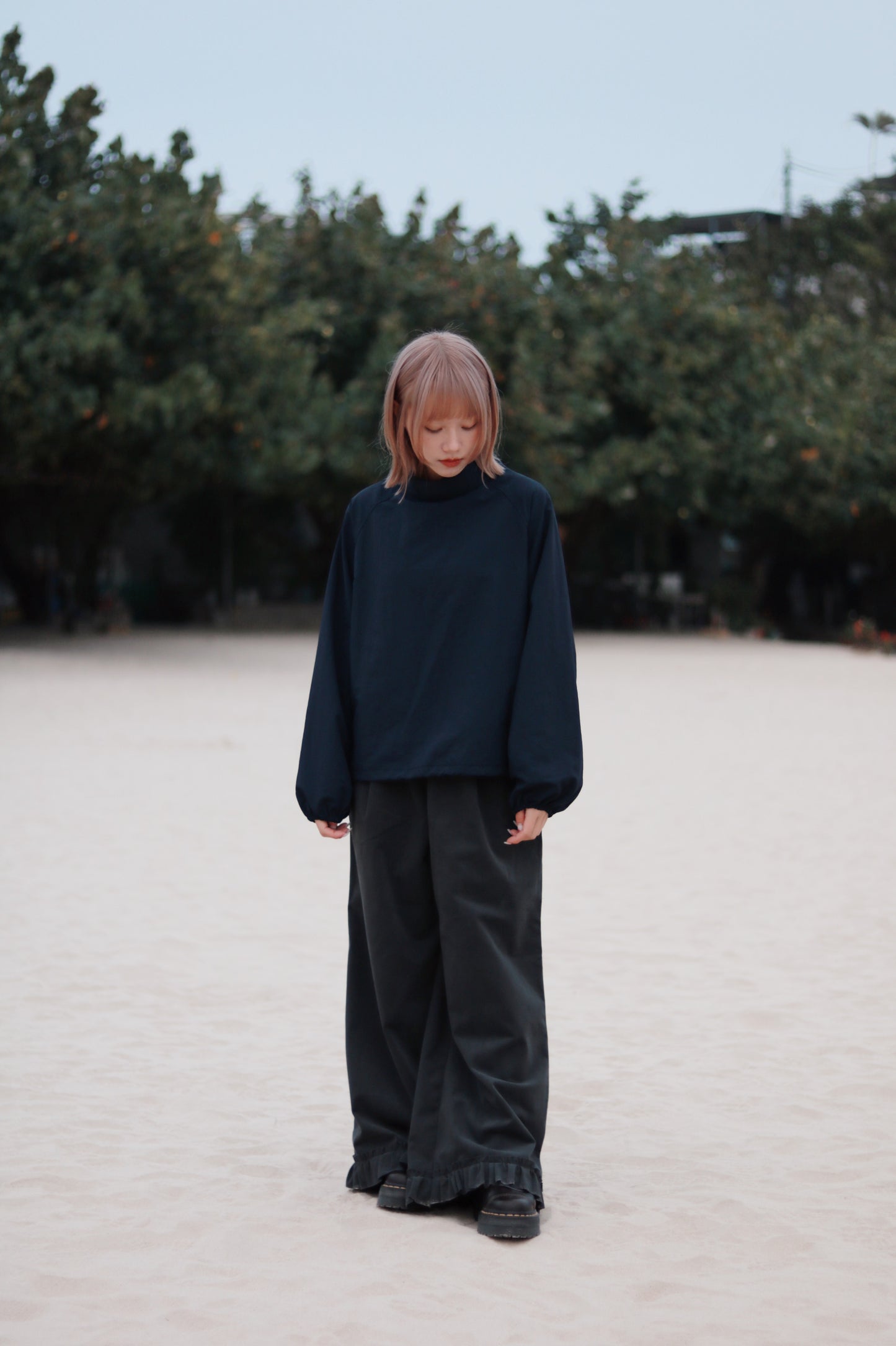 Layered Ruffle Pants (Charcoal)