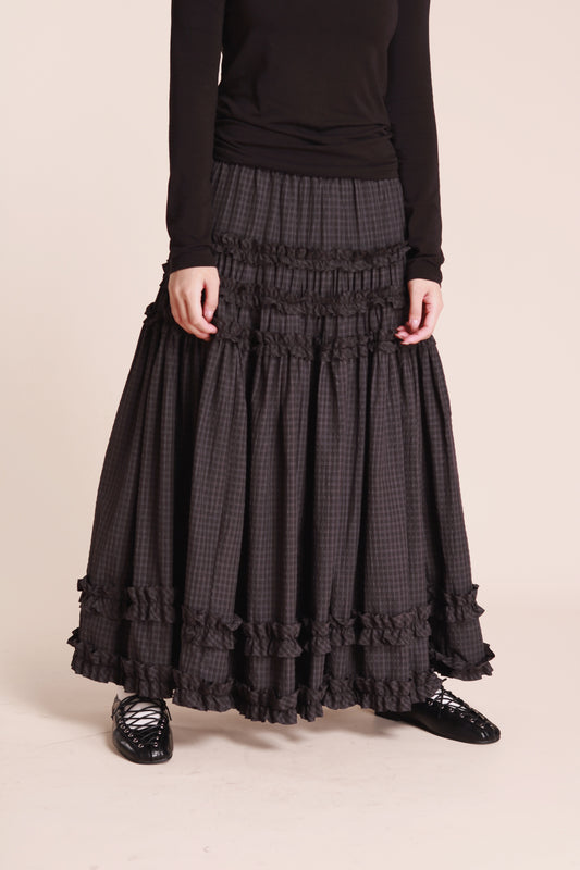 Doll Double Ruffle Skirt (Black)