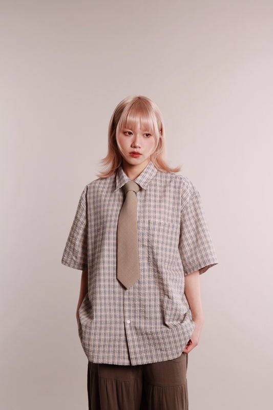 Plaid Loose Shirt (Blue)