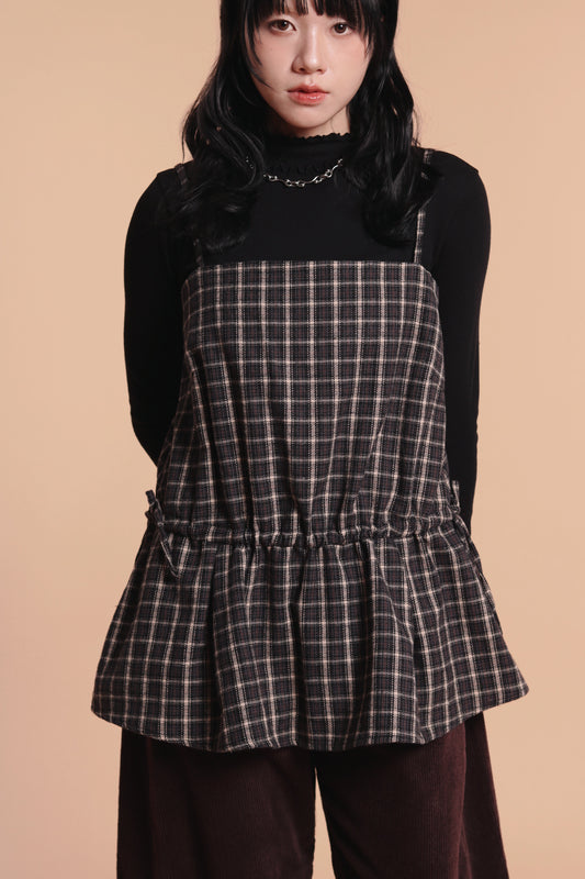 Checkered Sleeveless Top (Navy)