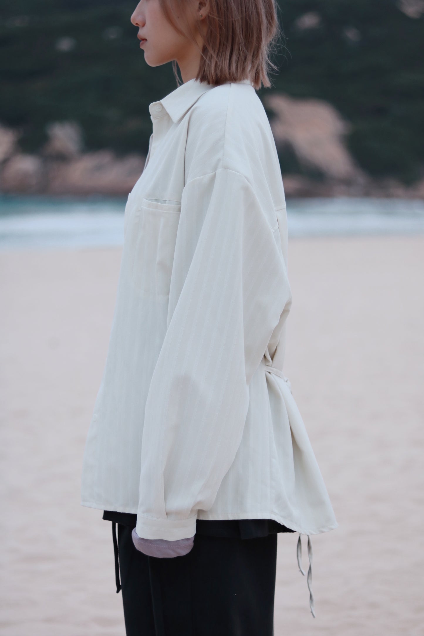 Relaxed Belt Shirt (Ivory)