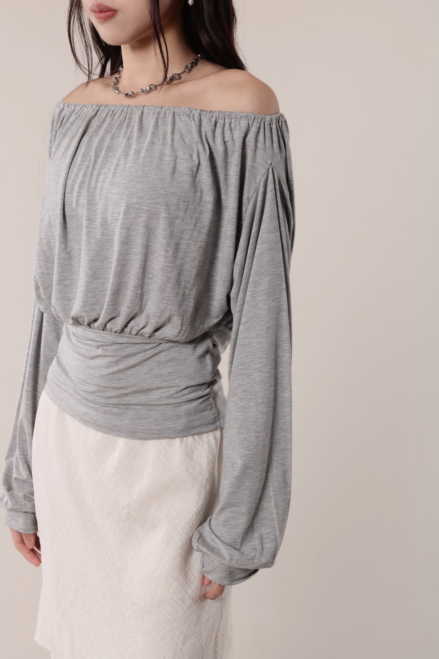 Luna Gathered Top (Grey)