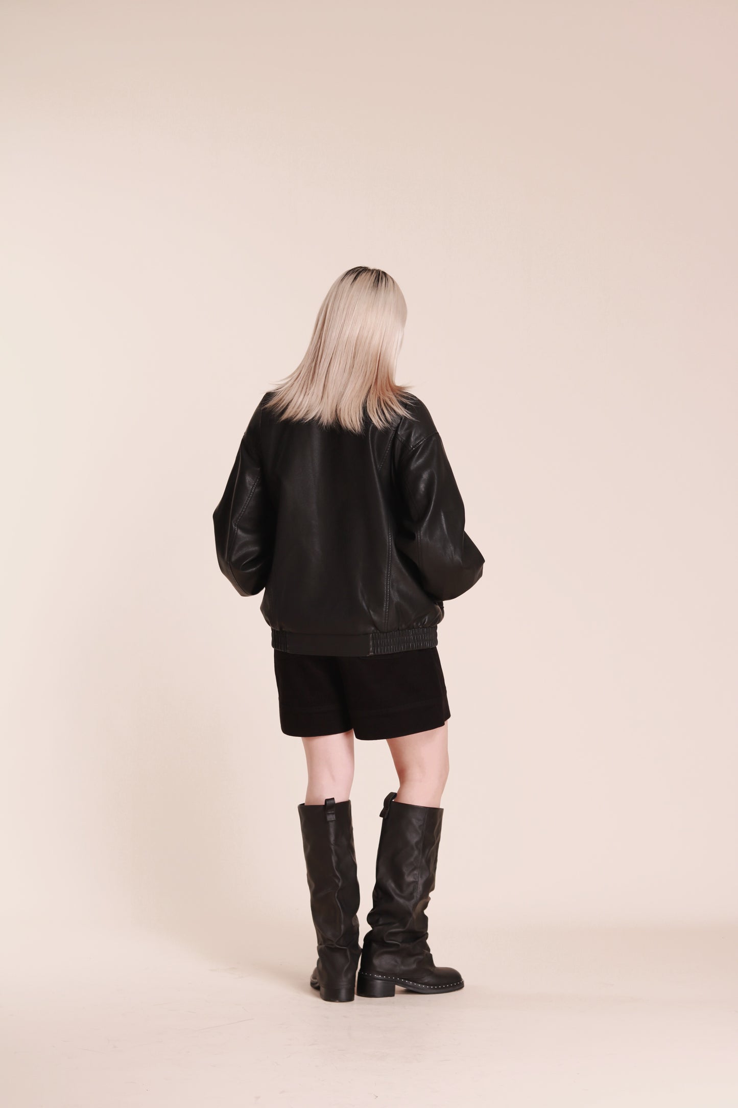 Oversized Leather Jacket (Black)