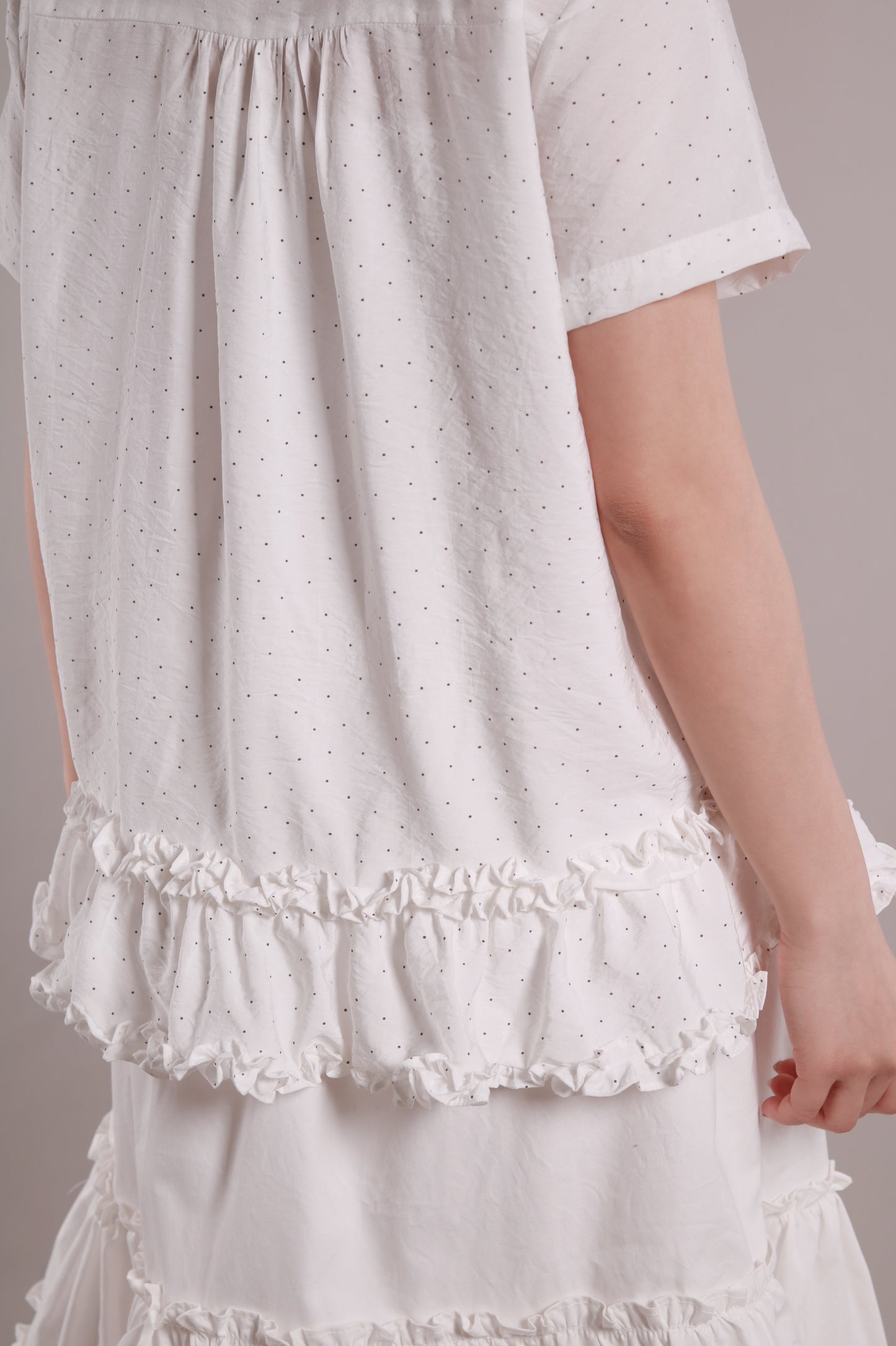 Dot Dot Double Ruffle Blouse (Ivory)
