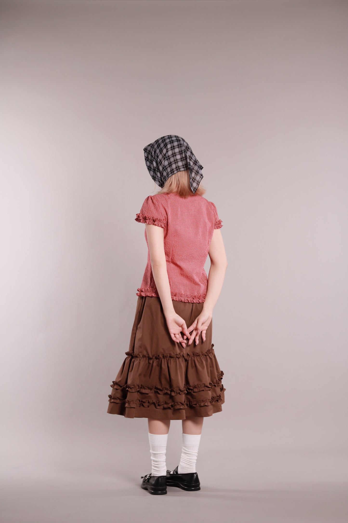 Doll Ruffle Midi Skirt (Brown)