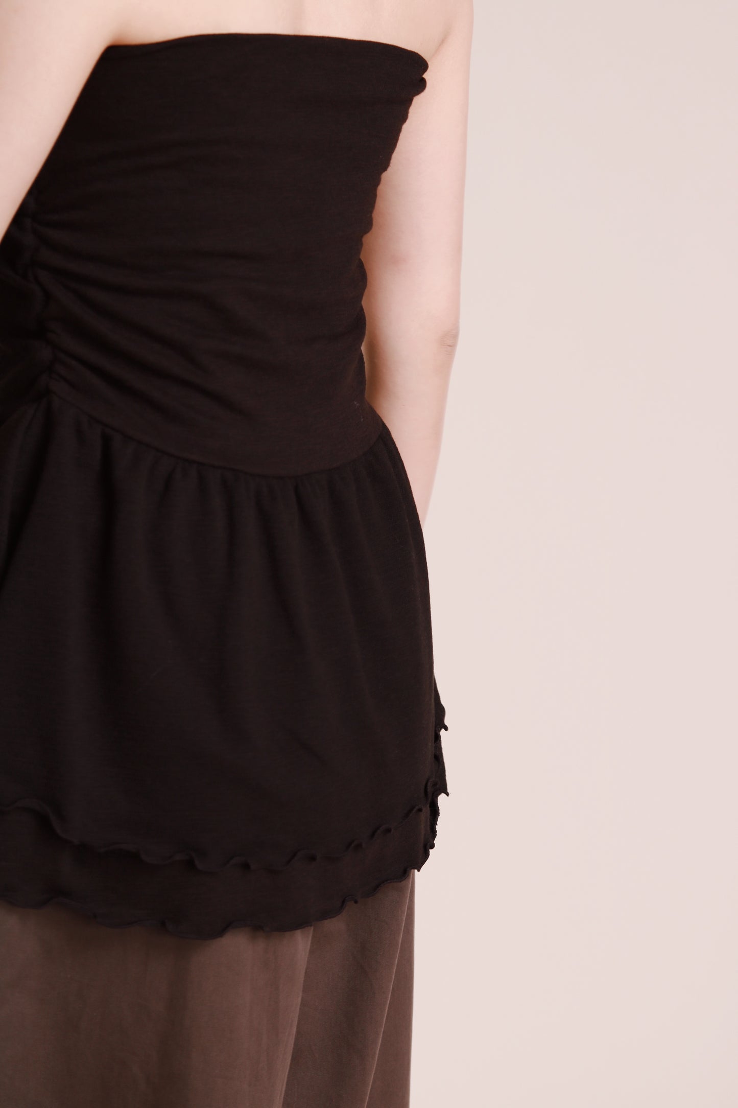 Ruffle Tube Mini Dress (Black)