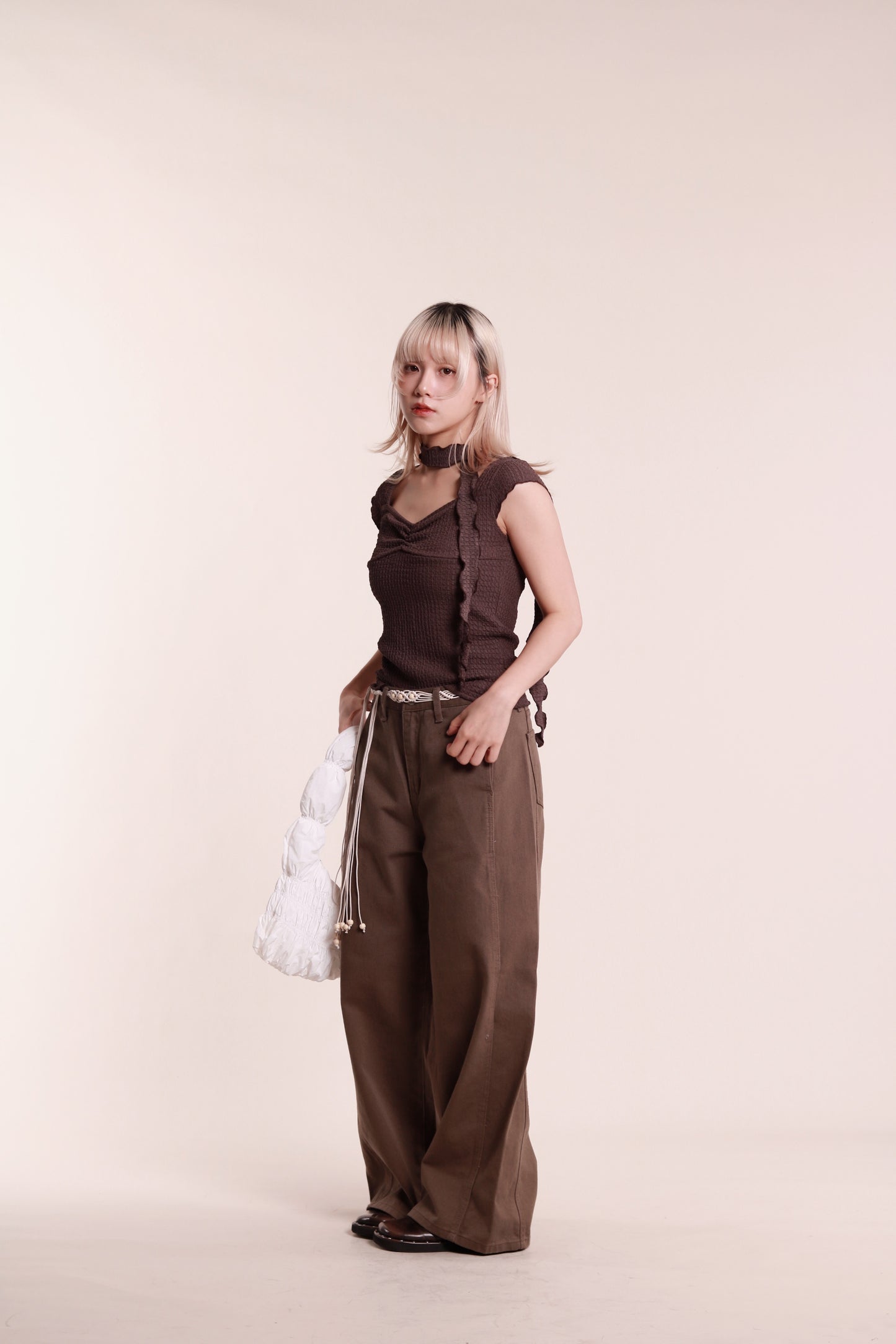 Gathered Tee Set (Brown)