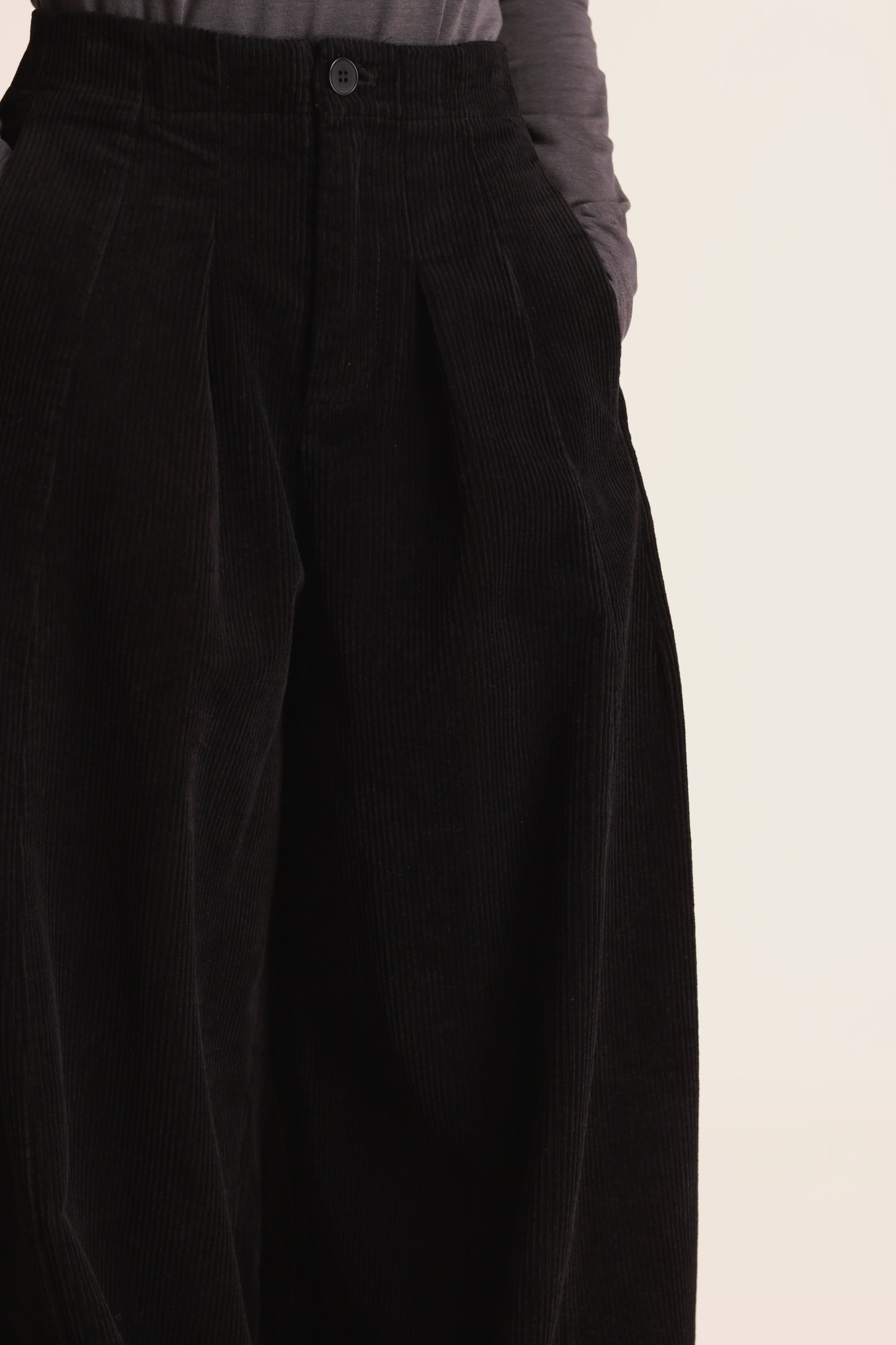 Corduroy Wide Pants (Black)