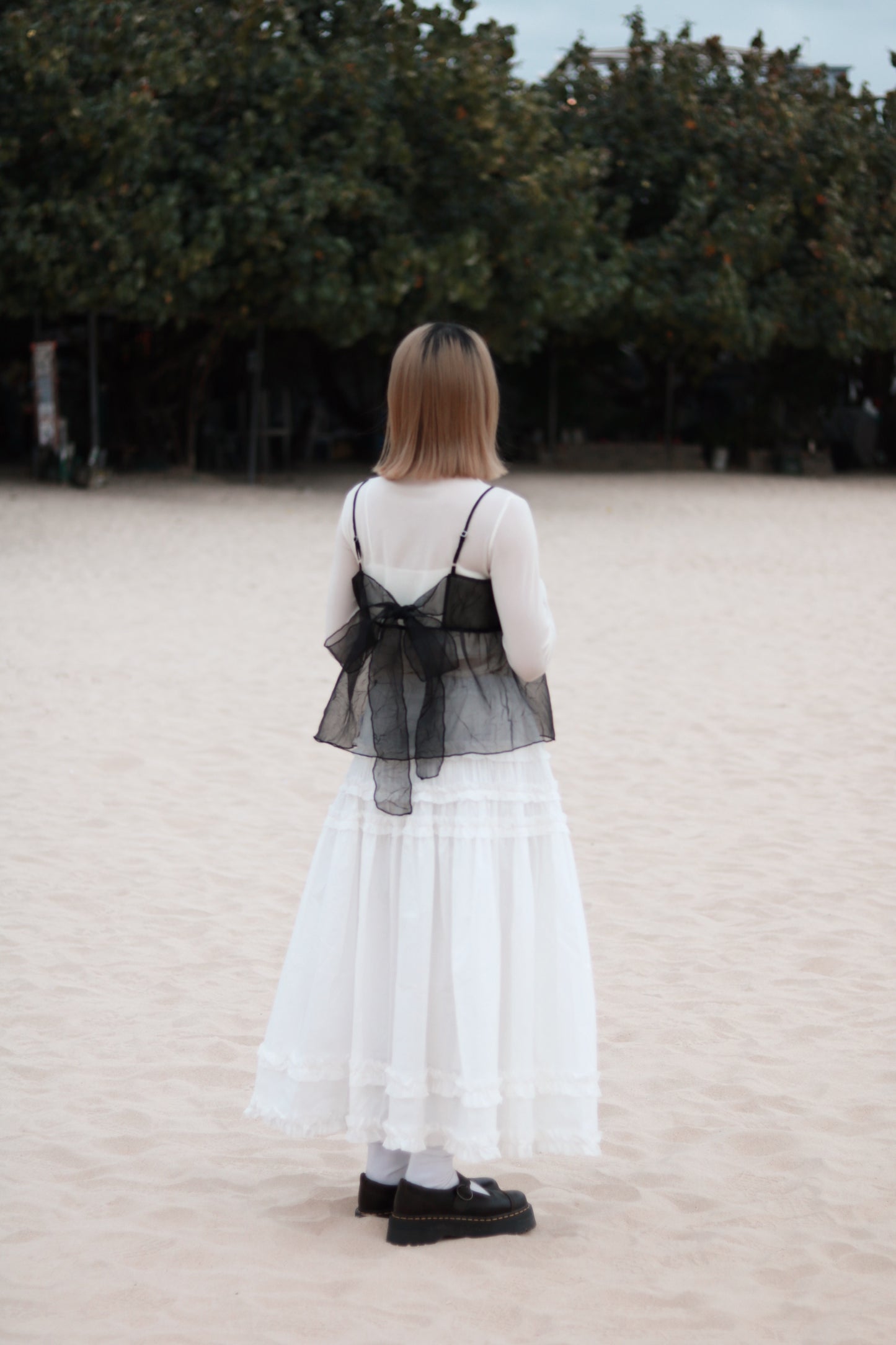 Doll Ribbon Sleeveless Top (Black)