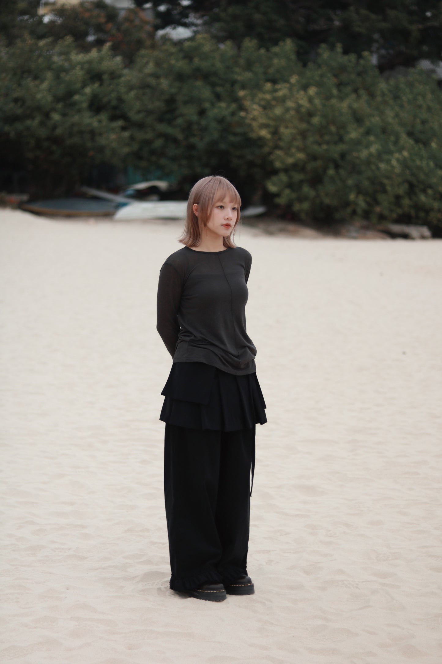 Layered Ruffle Pants (Black)