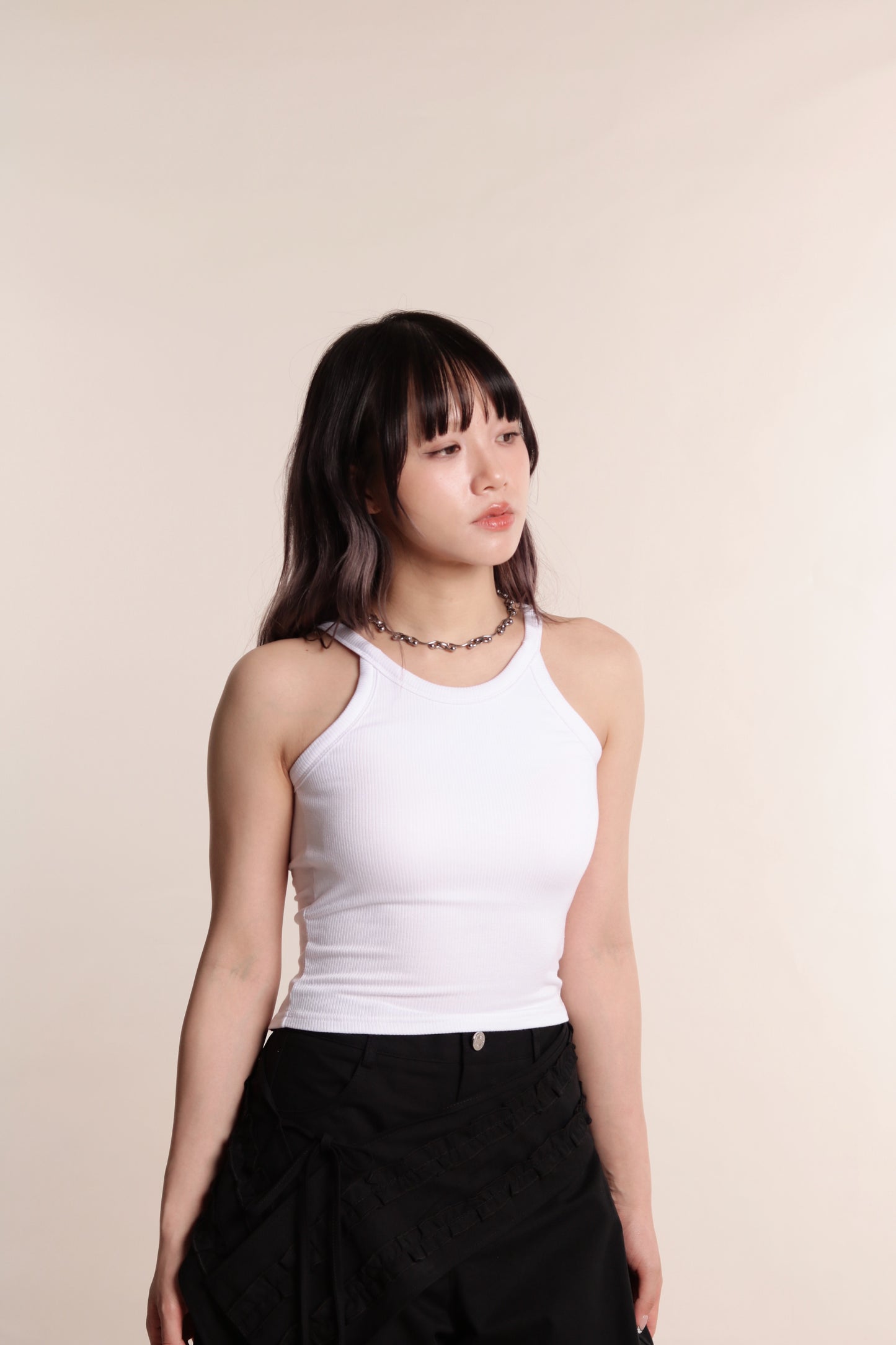 Ribbed Slim Bra Top (White)