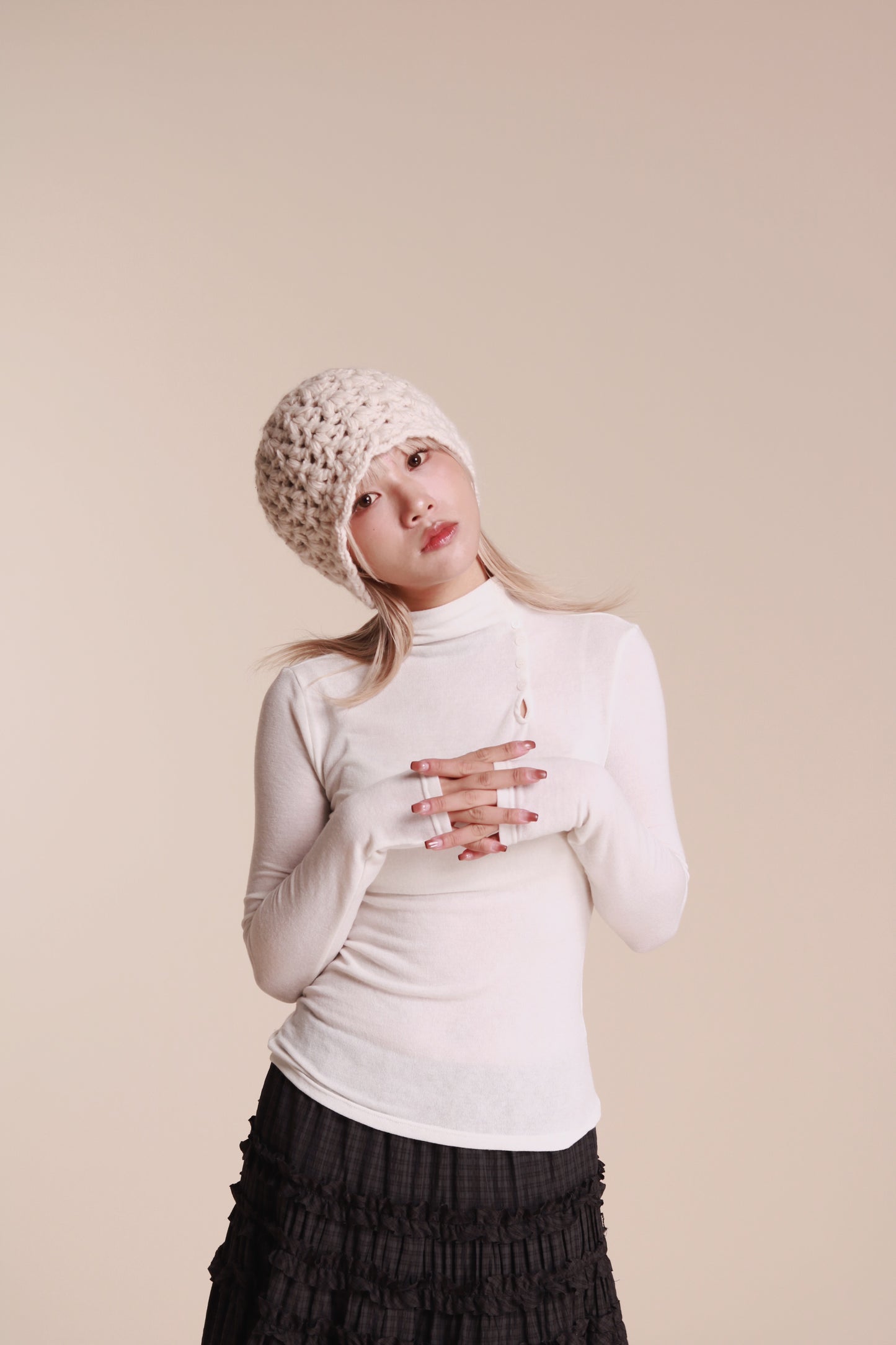 Knit Bucket Hat (Ivory)