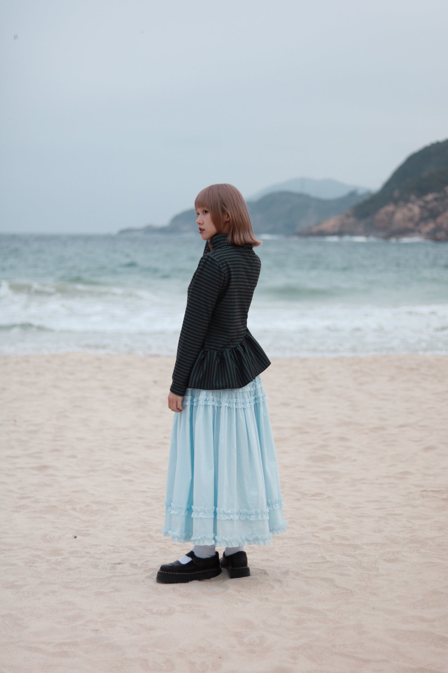 Striped Ruffle Top (Mint)