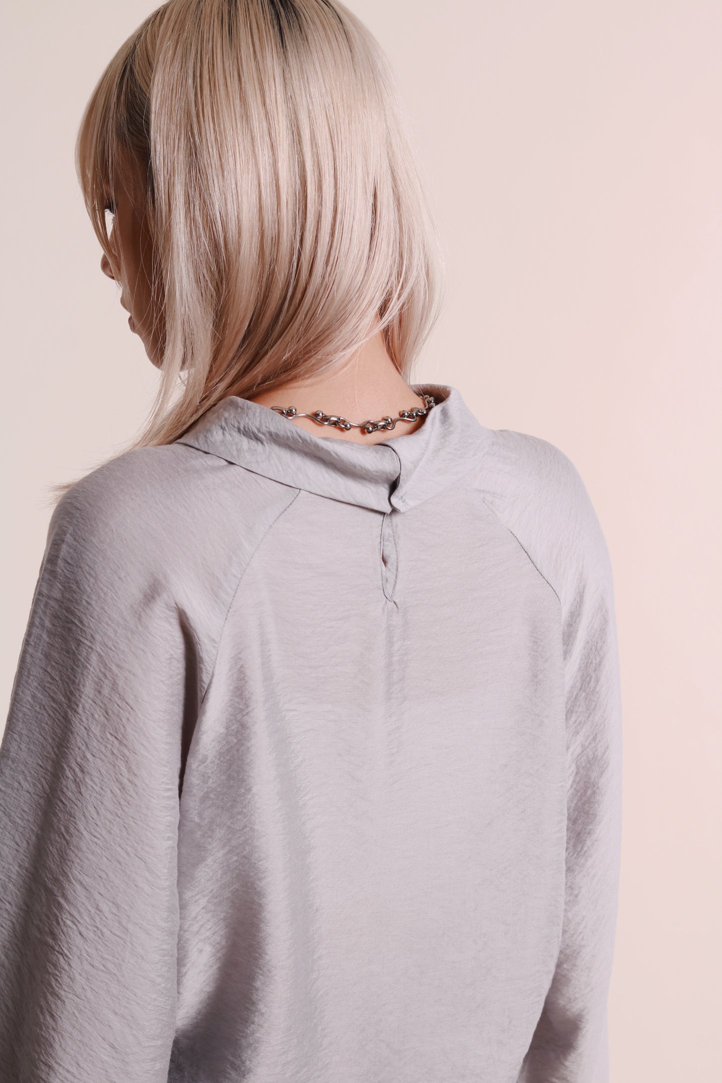 Doll Gathered Blouse (Grey Blue)