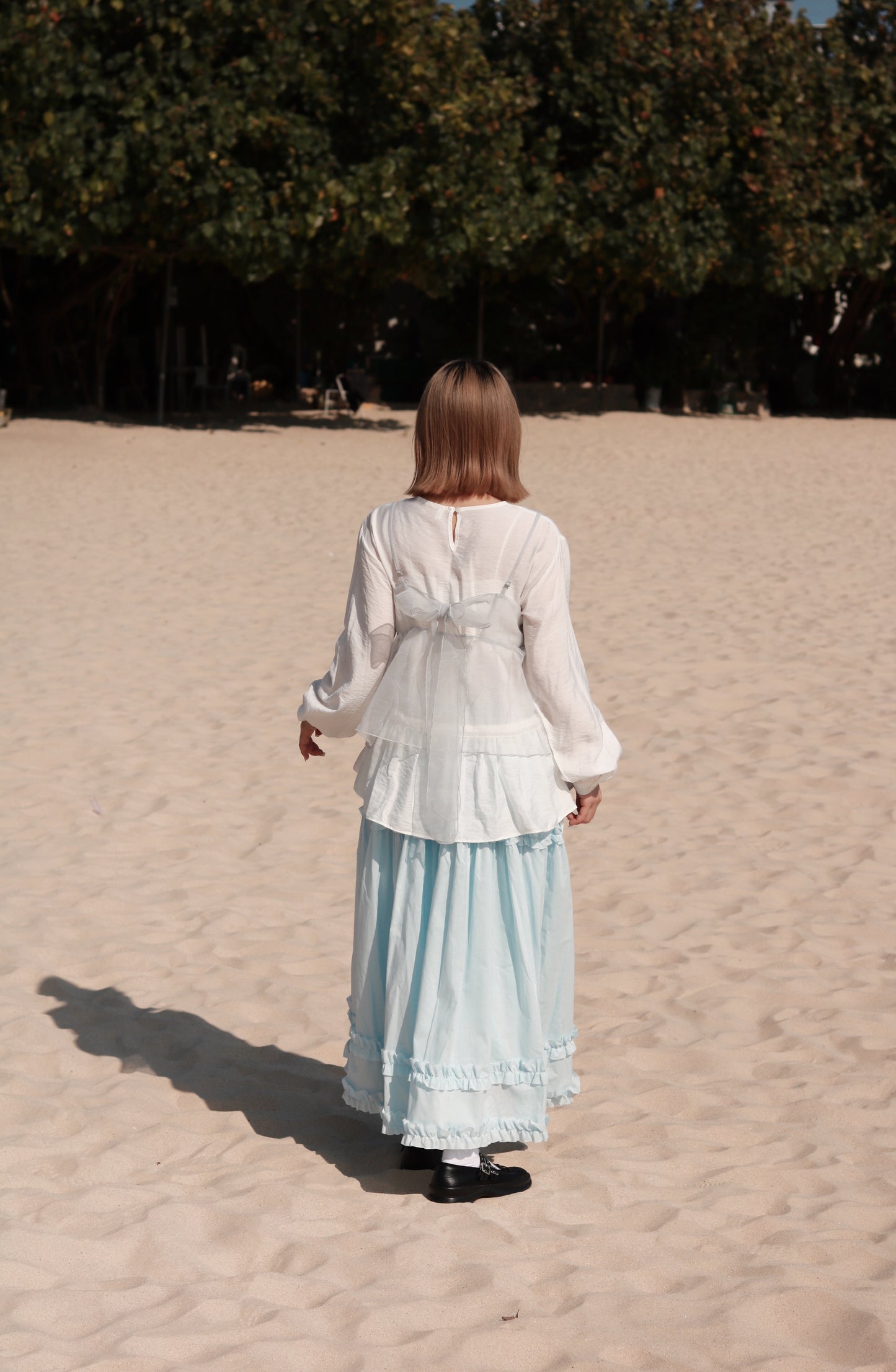 Doll Ribbon Sleeveless Top (Sky)