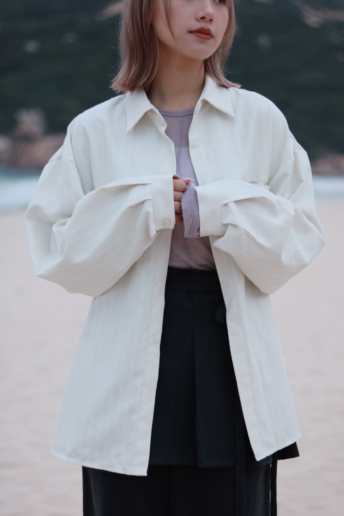 Relaxed Belt Shirt (Ivory)
