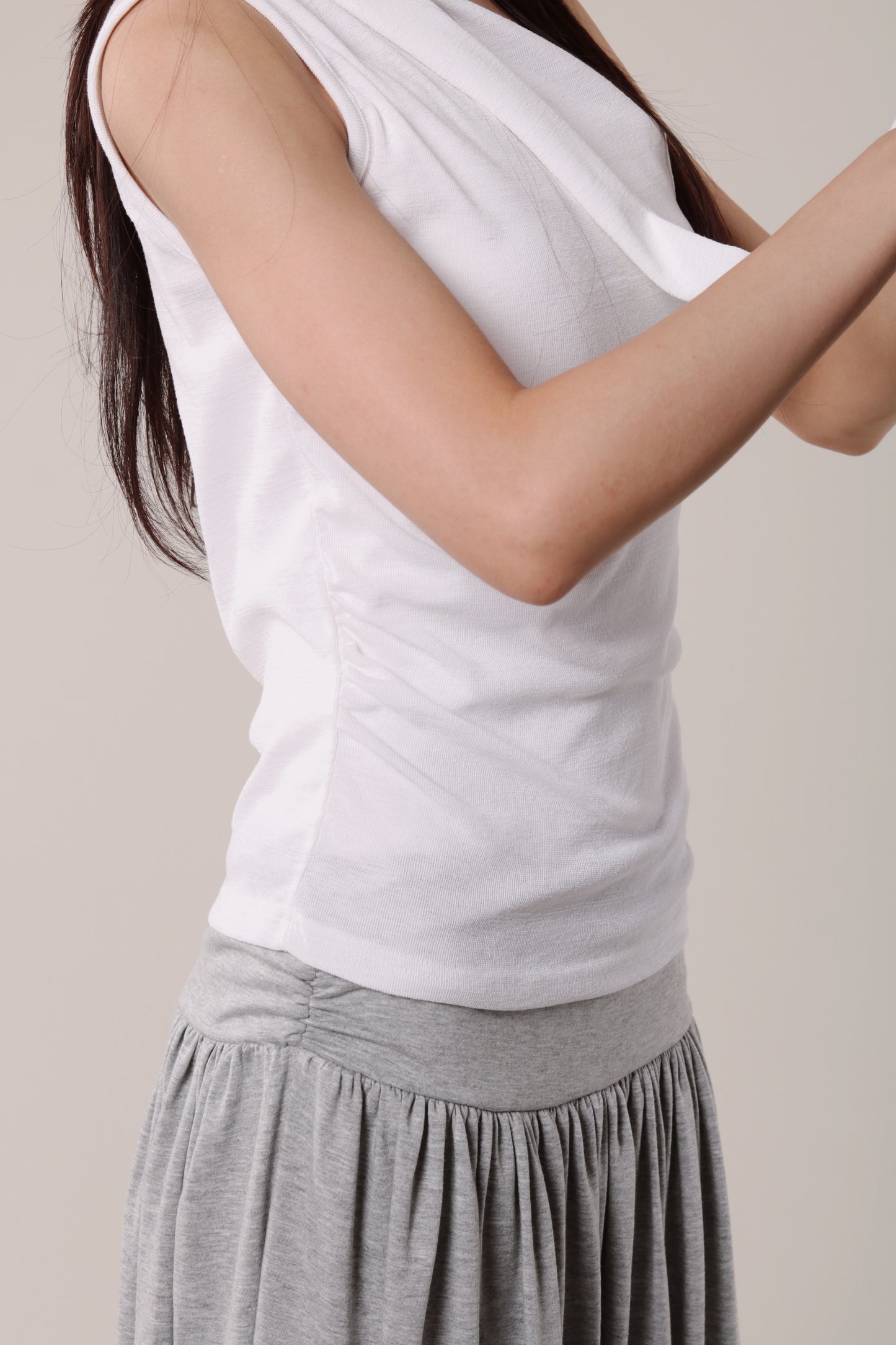 Linen Scarf Top (White)