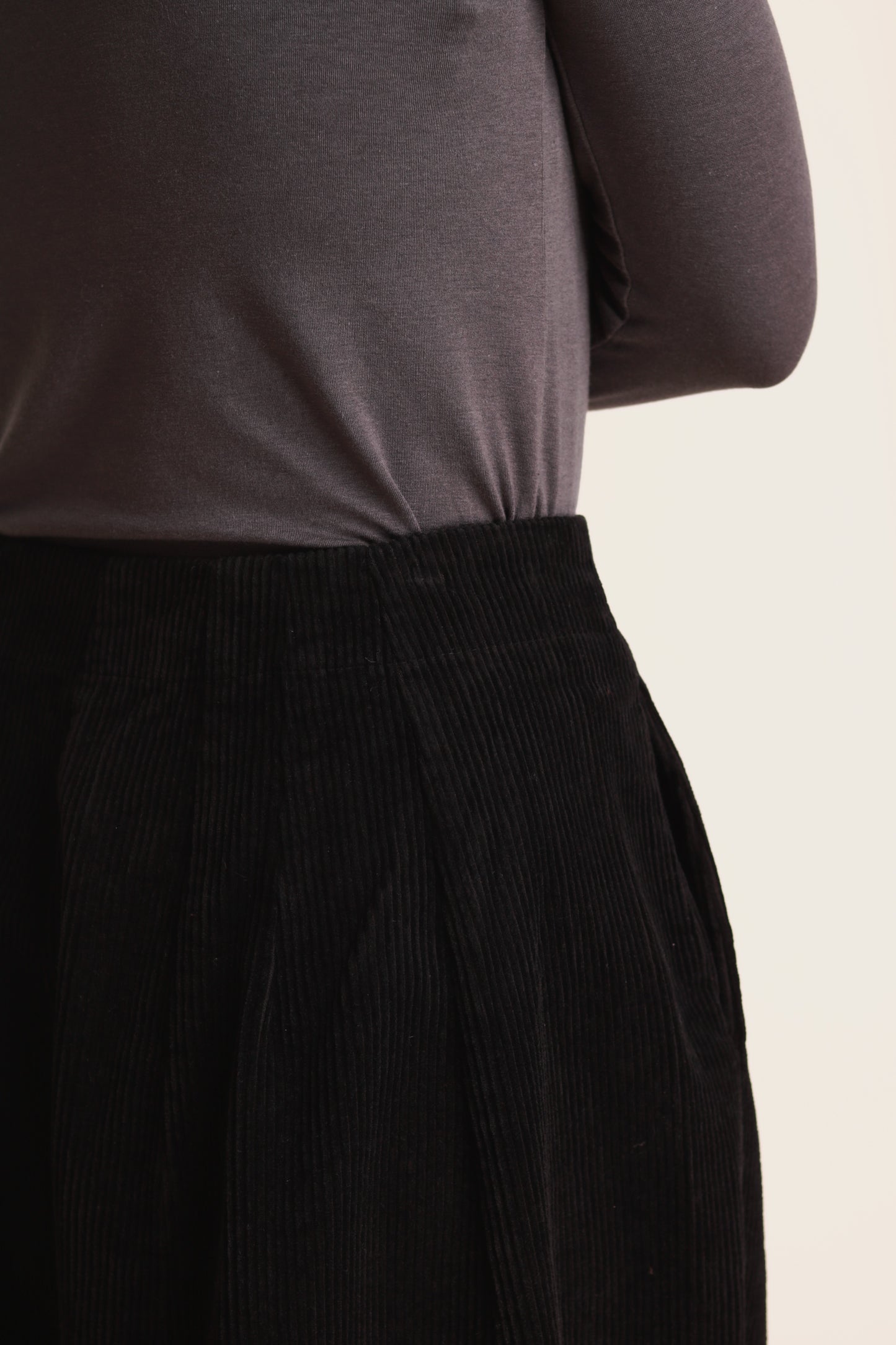 Corduroy Wide Pants (Black)