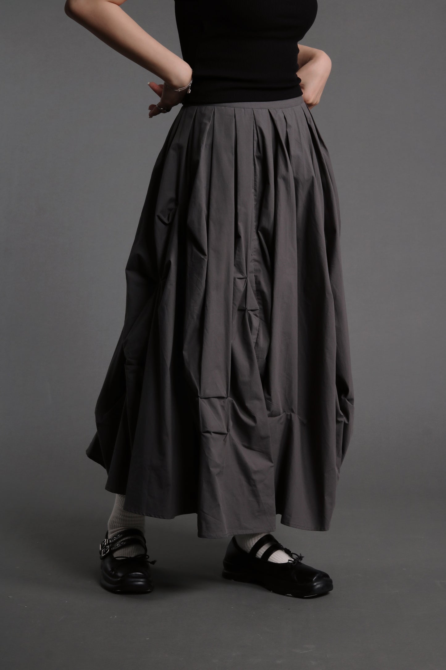 Doll Gathered Skirt (Charcoal)